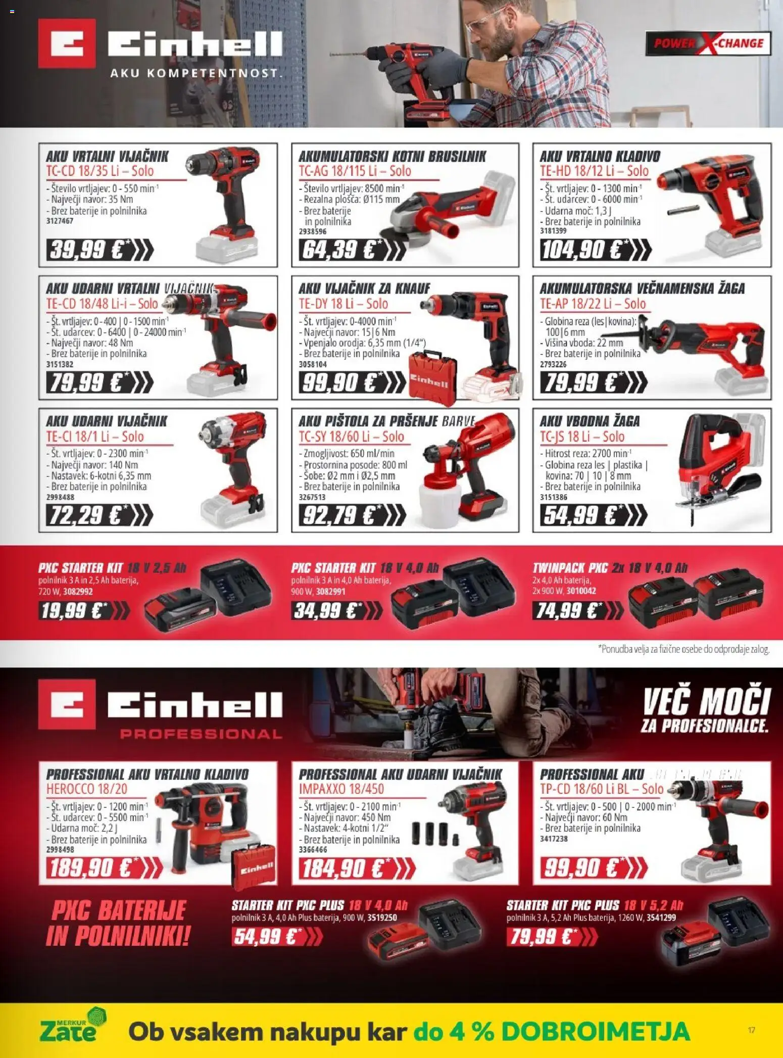 Novi Merkur katalog ponudbe – veljaven od 01.10.2025 | Stran: 21 | Izdelki: Baterije, Polnilnik, Brusilnik, Kladivo