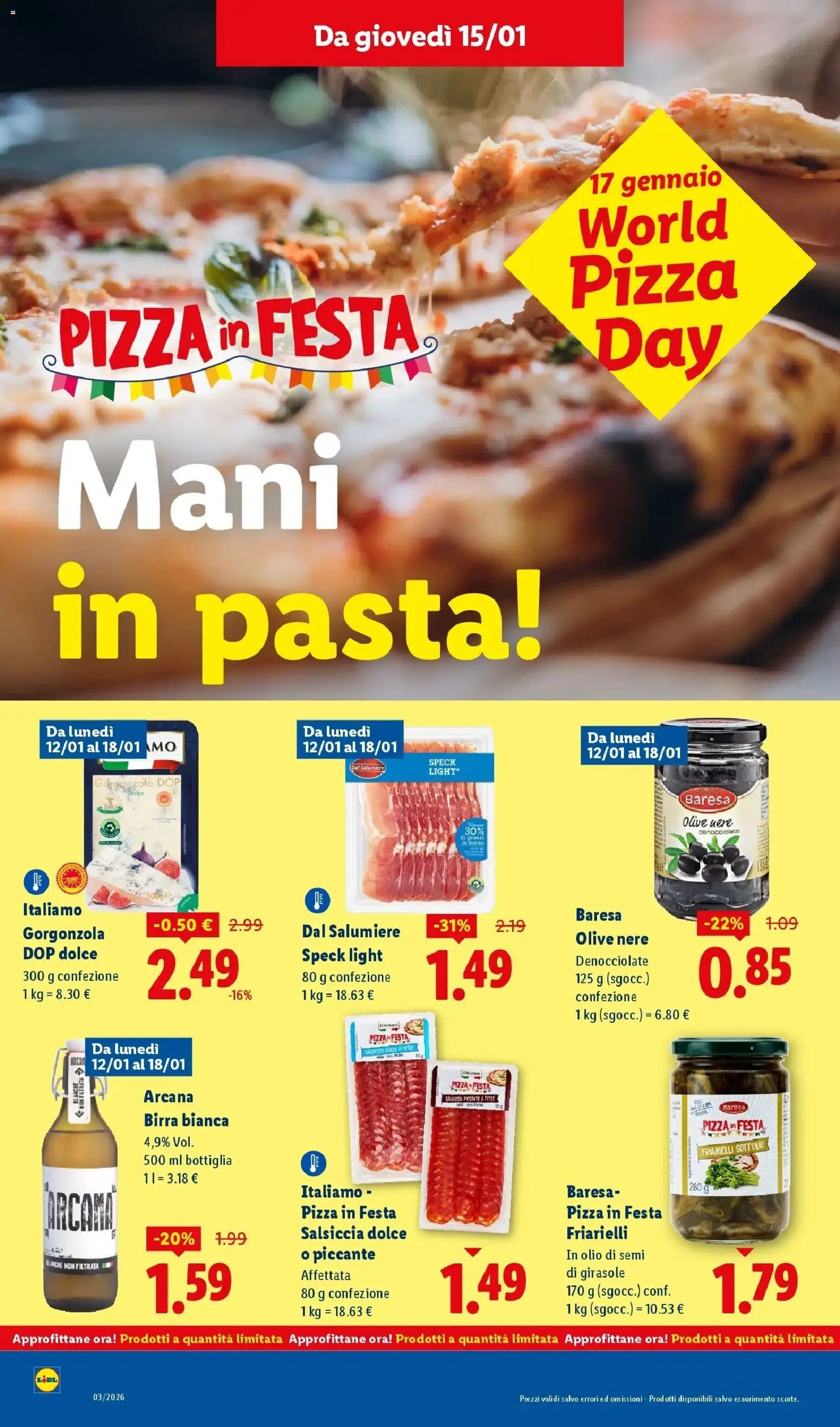 Volantino Lidl del 12.01.2026 | Pagina: 24 | Prodotti: Pizza, Birra, Pasta, Friarielli