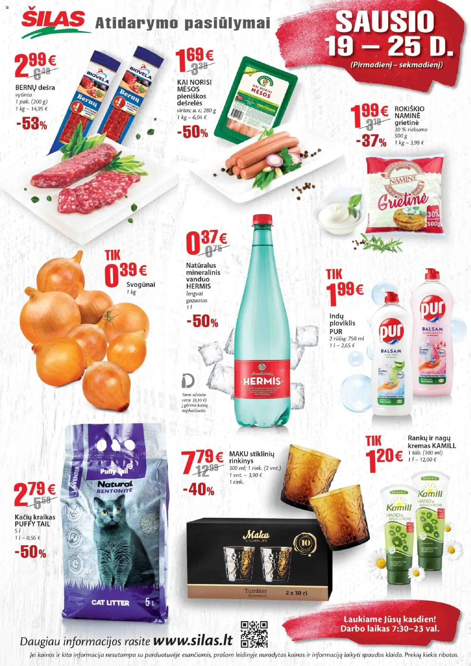 Šilas akcijos nuo 19.01.2026 | Puslapis: 2 | Prekių: Dešrelės, Kremas, Ploviklis, Indų ploviklis