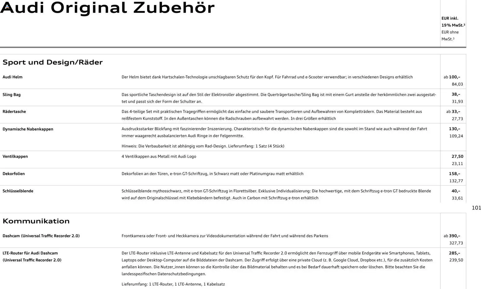 Audi e-tron GT – gültig ab 28.10.2025 | Seite: 101