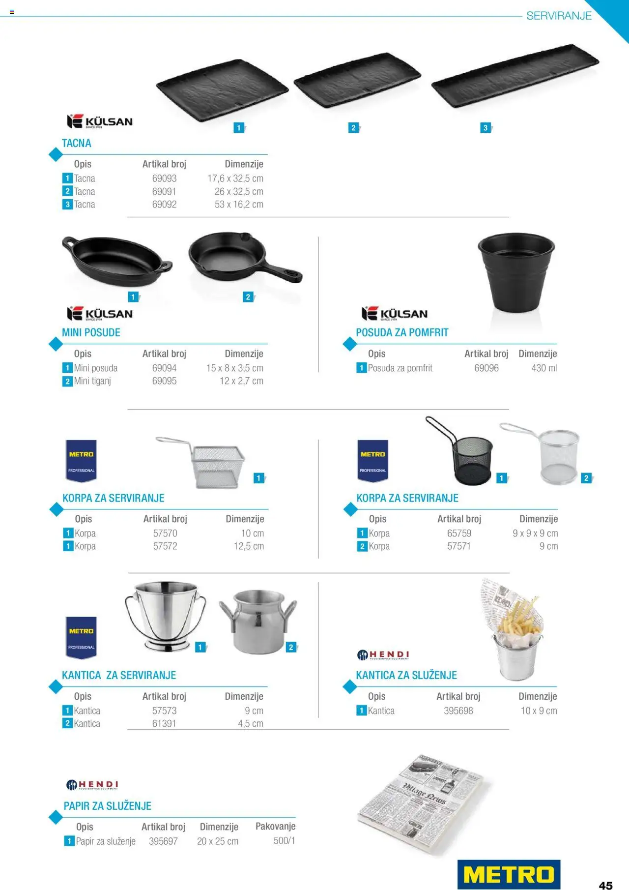 Metro katalog - važi od 05.05.2025 | Strana: 45 | Proizvode: Korpa, Pomfrit, Pakovanje, Tiganj