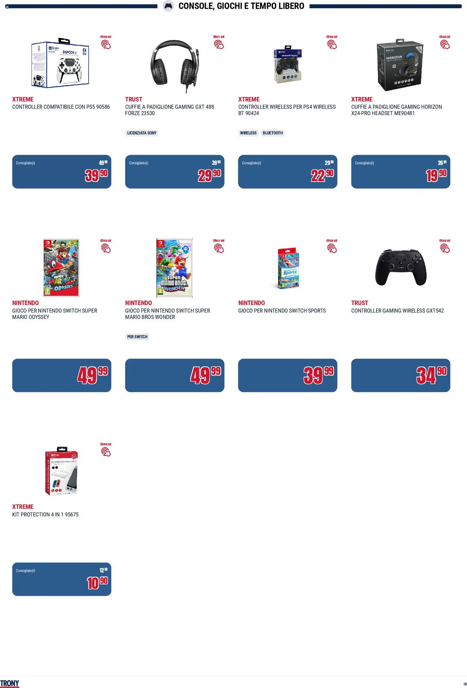 Volantino Trony del 04.12.2025 | Pagina: 18 | Prodotti: Cuffie, Gioco