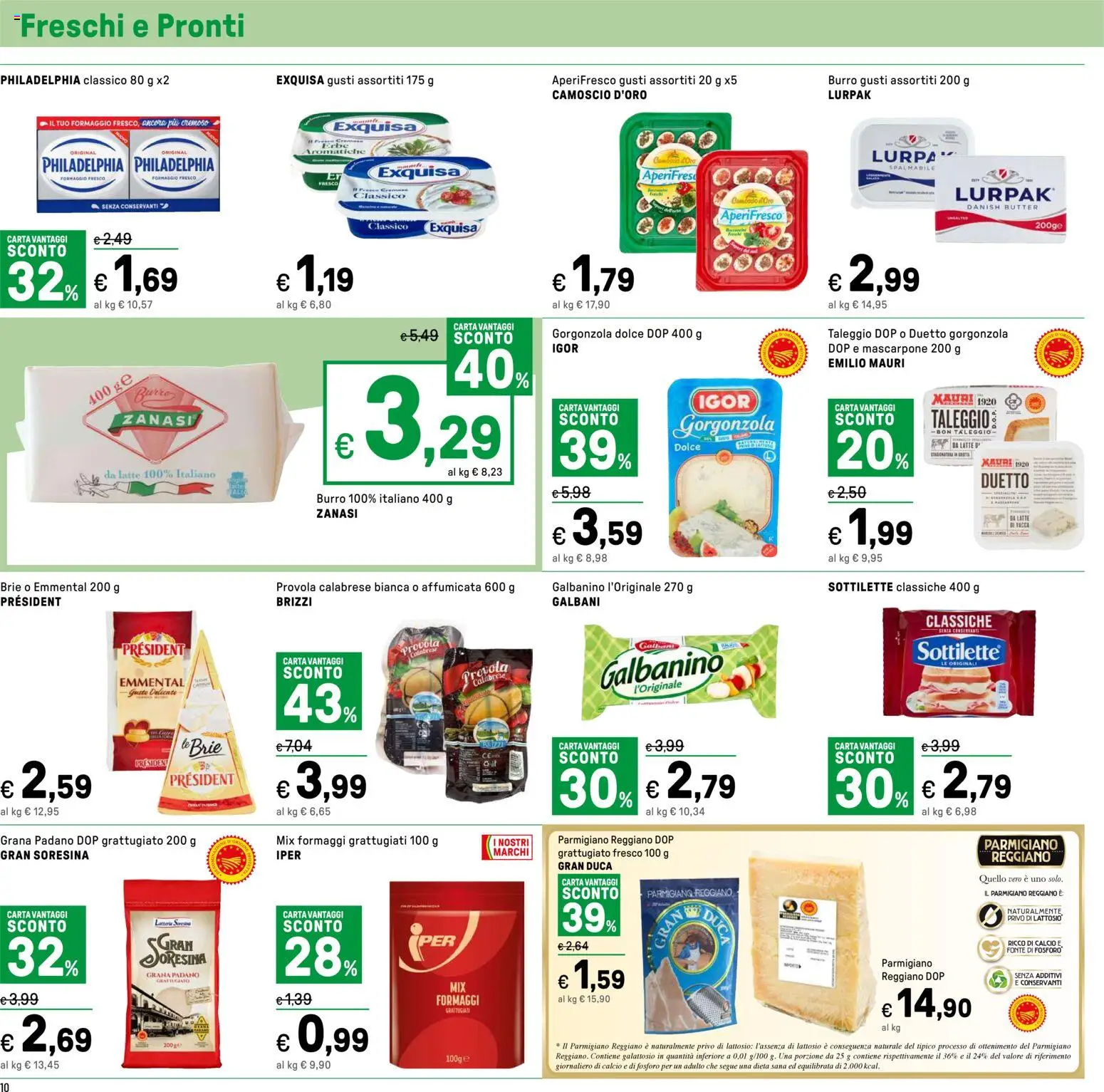 Volantino Iper del 27.03.2026 | Pagina: 10 | Prodotti: Formaggio, Provola, Mascarpone, Parmigiano