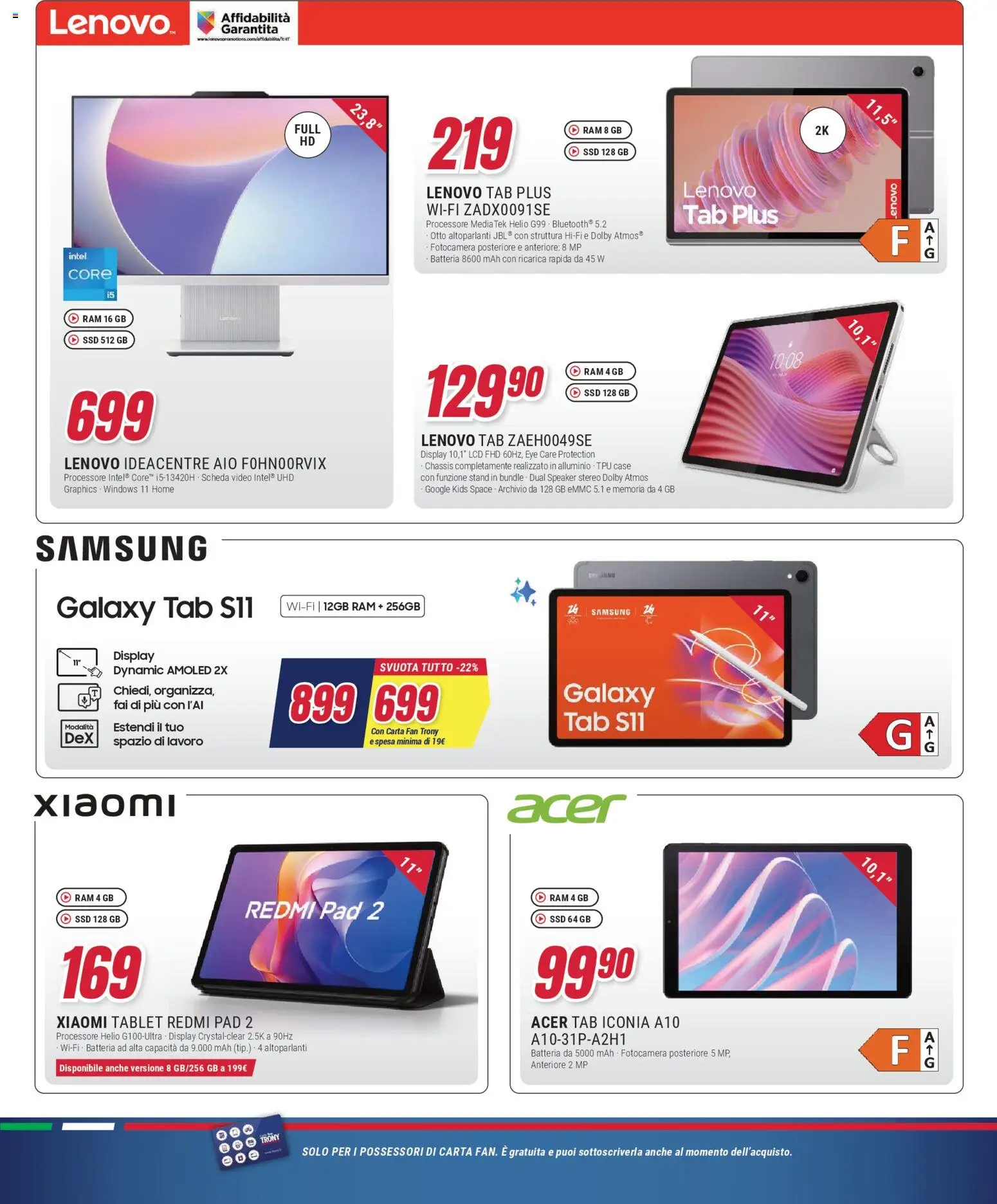 Volantino Trony del 15.01.2026 | Pagina: 9 | Prodotti: Xiaomi, Tablet, Fotocamera, Samsung