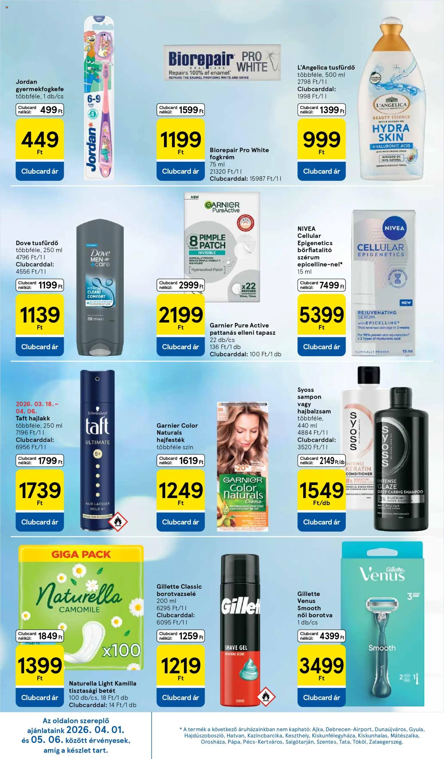 Tesco akciós ujság - amely érvényes a következő dátumtól: 31.03.2026 | Oldal: 32 | Termékek: Tisztasági betét, Sampon, Hajlakk, Tusfürdő