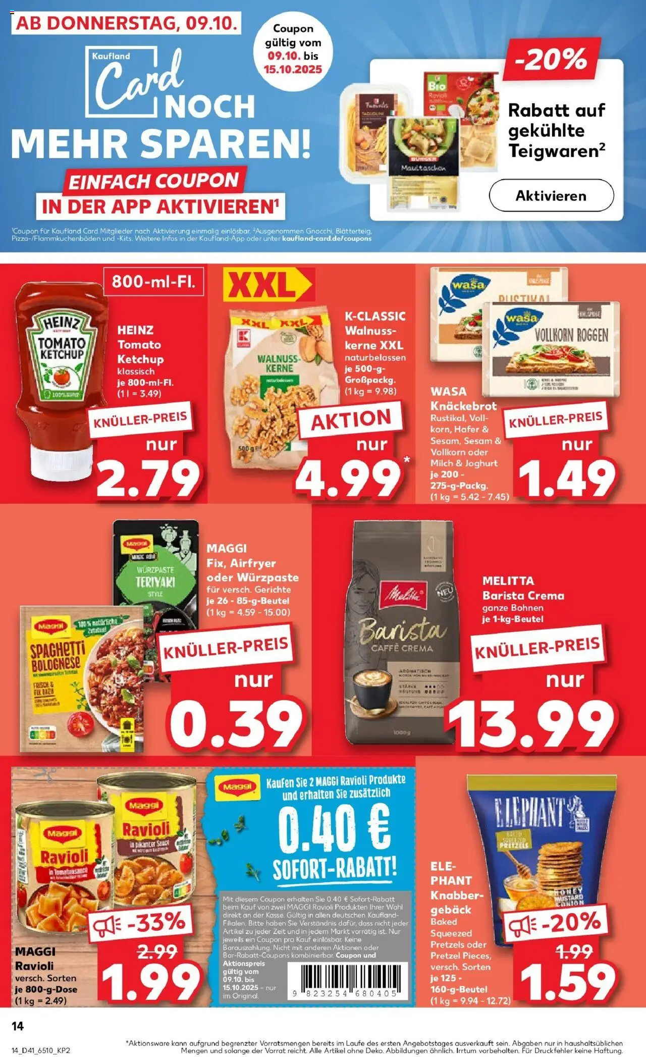 Kaufland prospekt Köln	 – gültig ab 13.10.2025 | Seite: 14 | Produkte: Melitta, Joghurt, Pasta, Ketchup