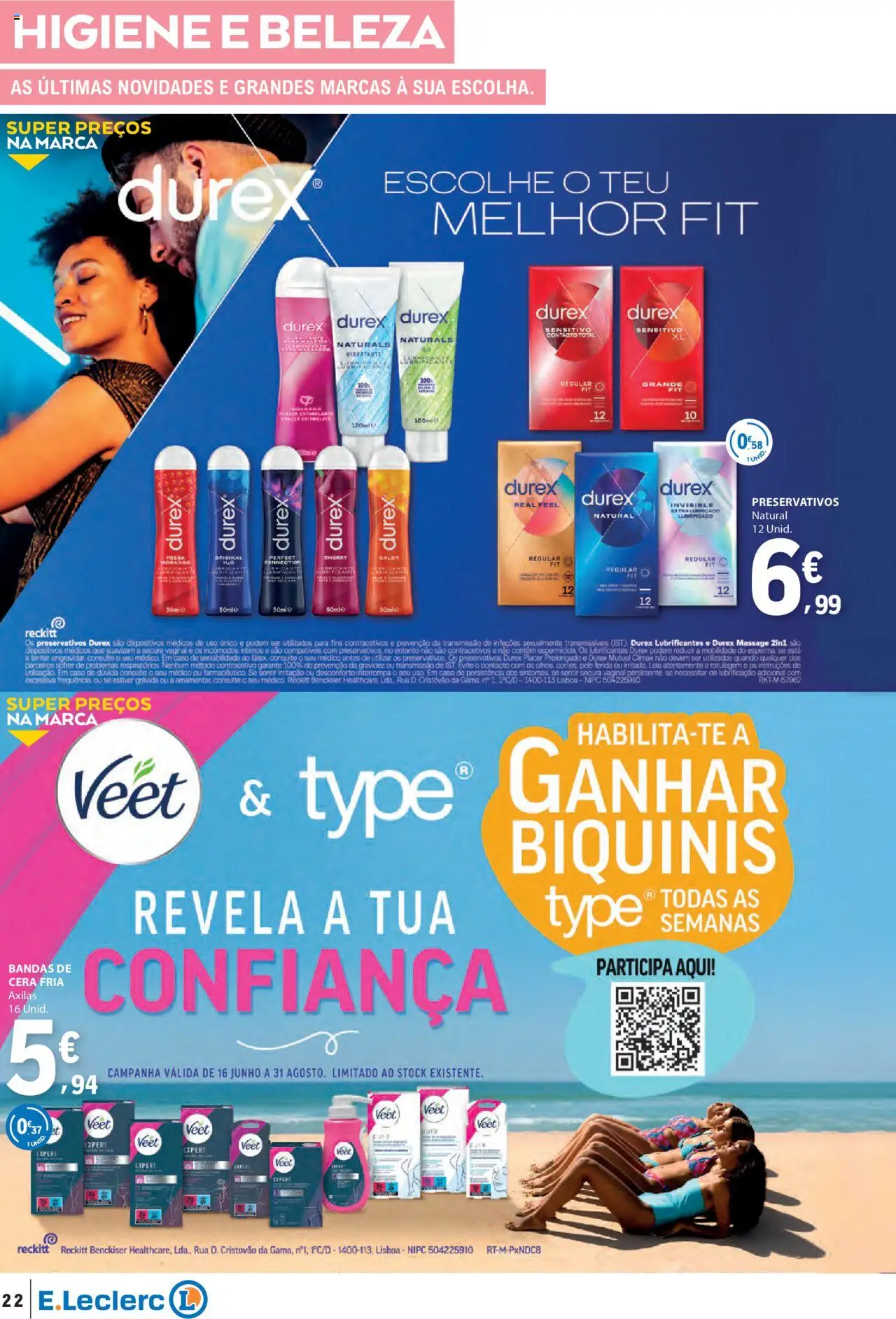 E.Leclerc folheto │ válido de 21.08.2025 | Página: 22 | Produtos: Preservativos, Cera fria, Cera