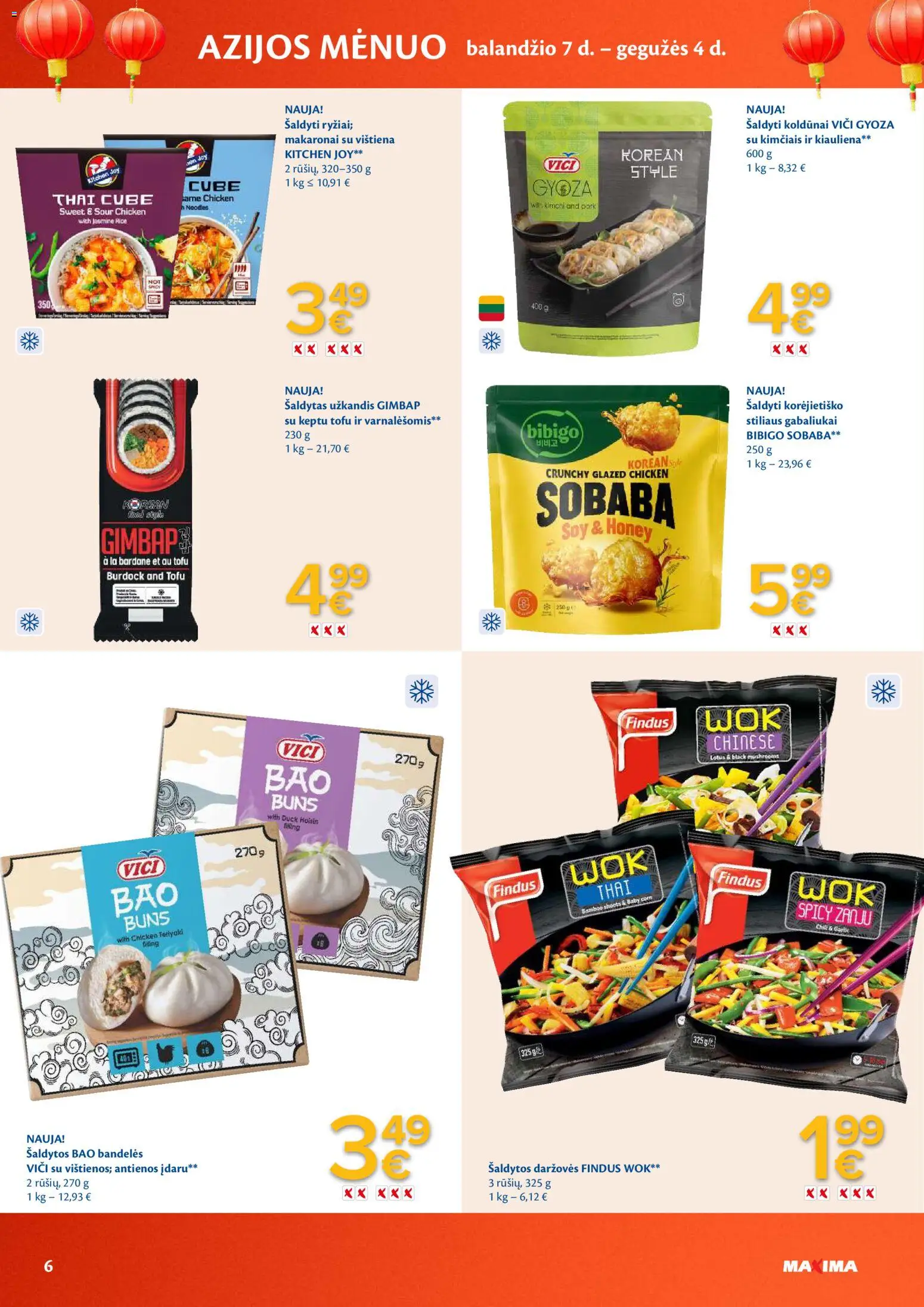 MAXIMA akcijos nuo 07.04.2026 | Puslapis: 6 | Prekių: Bandelės, Vištiena, Kiauliena, Makaronai