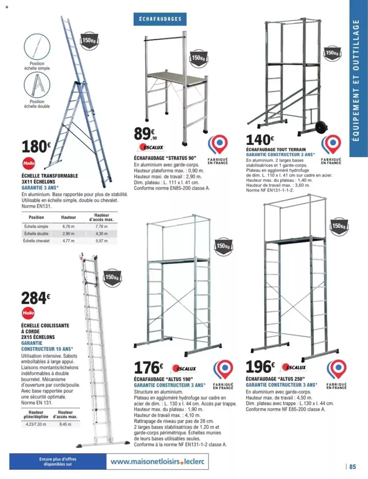  | Page: 85 | Produits: Base, Échafaudage, Chevalet, Cadre