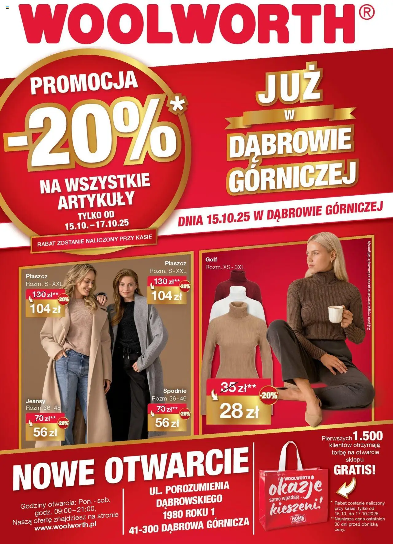 Woolworth Gazetka - Już w Dąbrowa Górnicza od 15.10.2025 | Strona: 1 | Produkty: Płaszcz, Spodnie