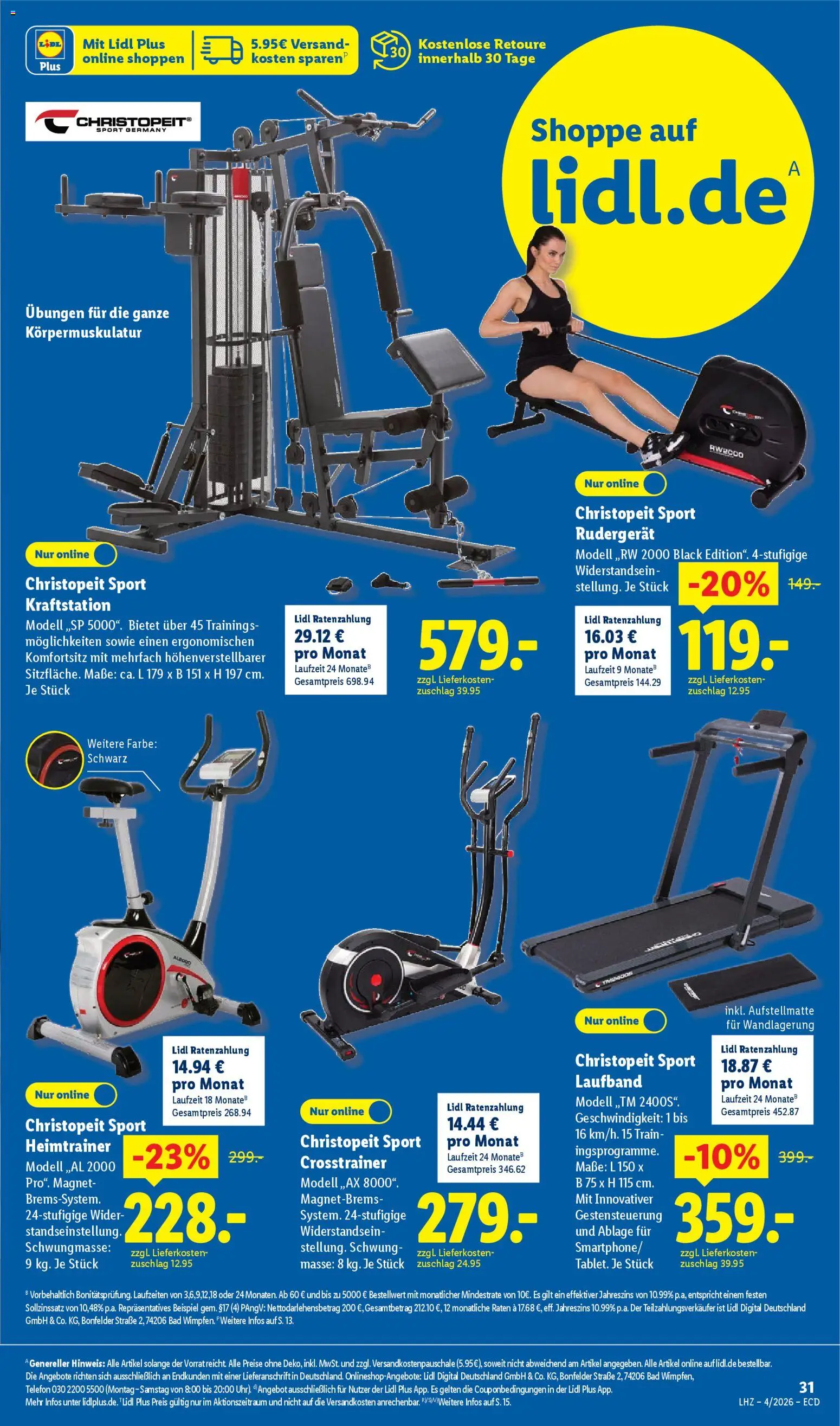 Lidl Prospekt Gladenbach – gültig ab 19.01.2026 | Seite: 43 | Produkte: Bad, Heimtrainer, Crosstrainer, Telefon