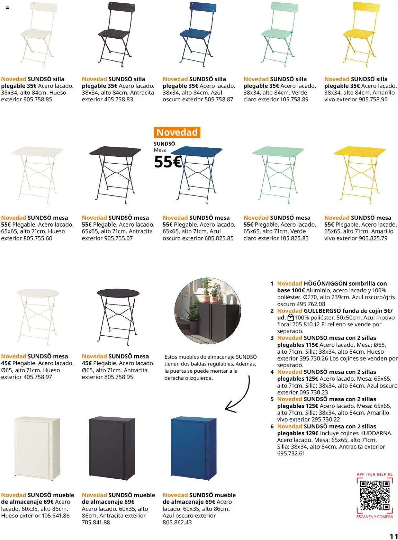 Catálogo IKEA Muebles de exterior │ válido desde el 04.02.2025 | Página: 11 | Productos: Sombrilla, Funda, Cojín, Silla