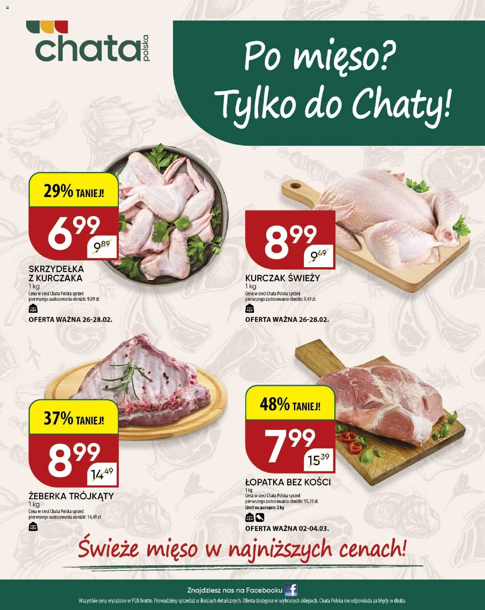 Chata Polska Gazetka od 26.02.2026 | Strona: 20 | Produkty: Skrzydełka z kurczaka, Kurczak, Mięso