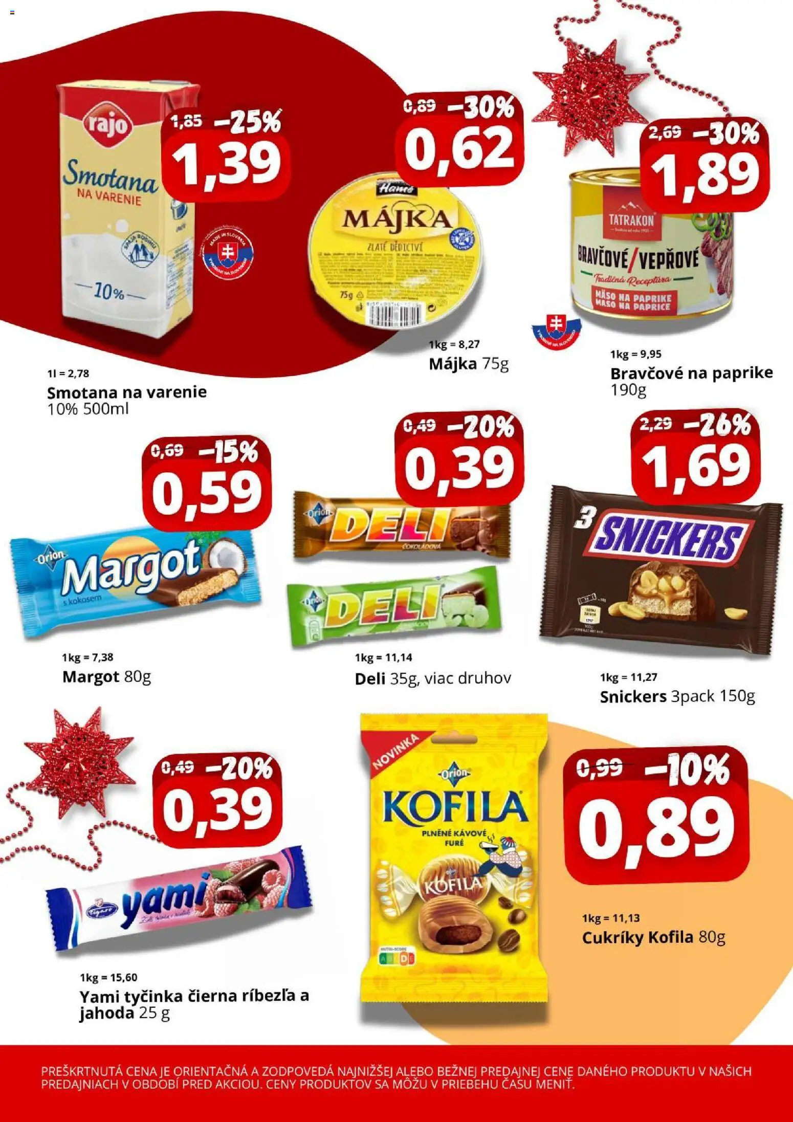 Nové CBA Komfos akcie – leták je platný od 01.12.2025 | Strana: 2 | Produkty: Smotana, Cukríky