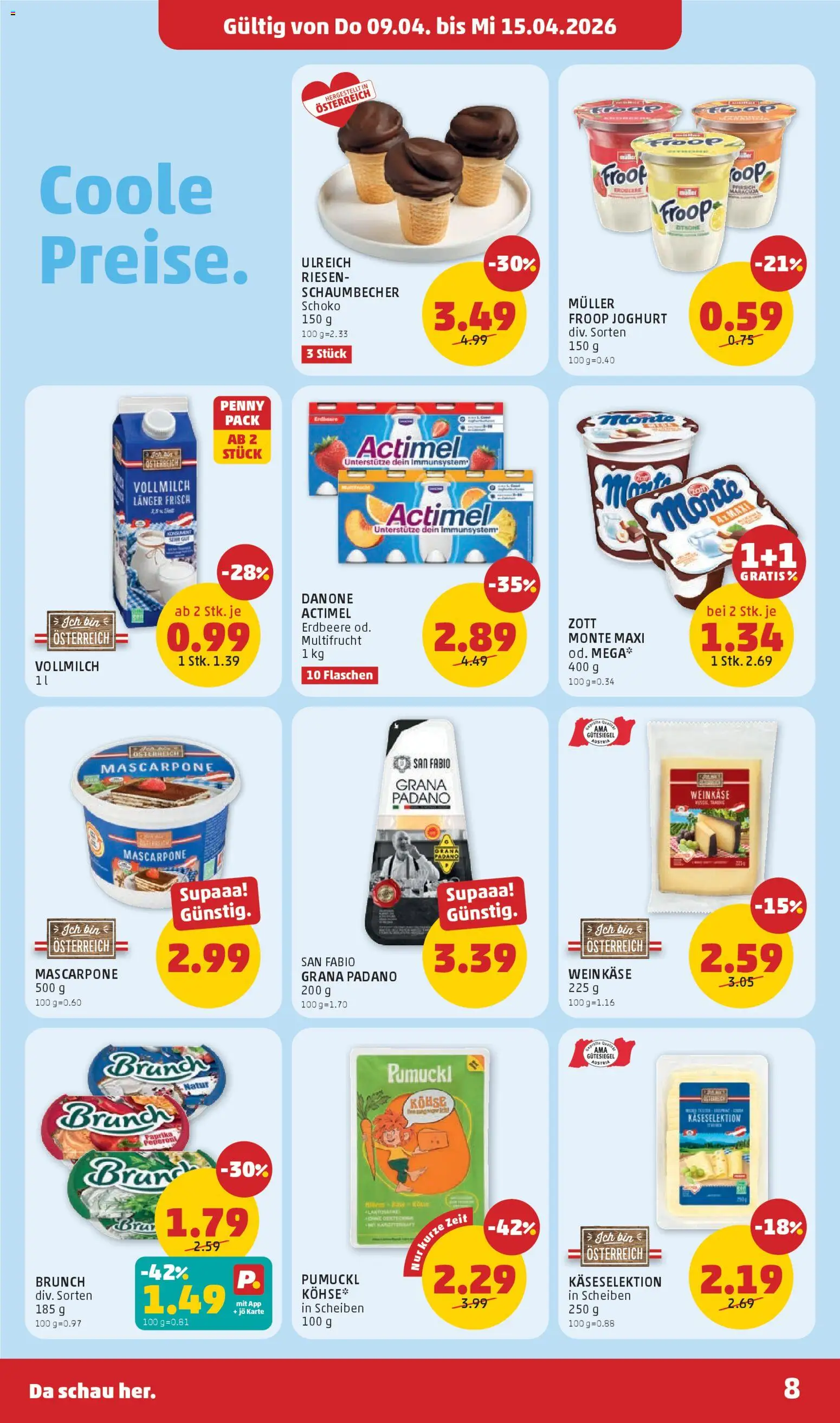 Penny Markt - Flugblatt gültig ab 09.04.2026 | Seite: 8 | Produkte: Zitrone, Käse, Joghurt, Wein