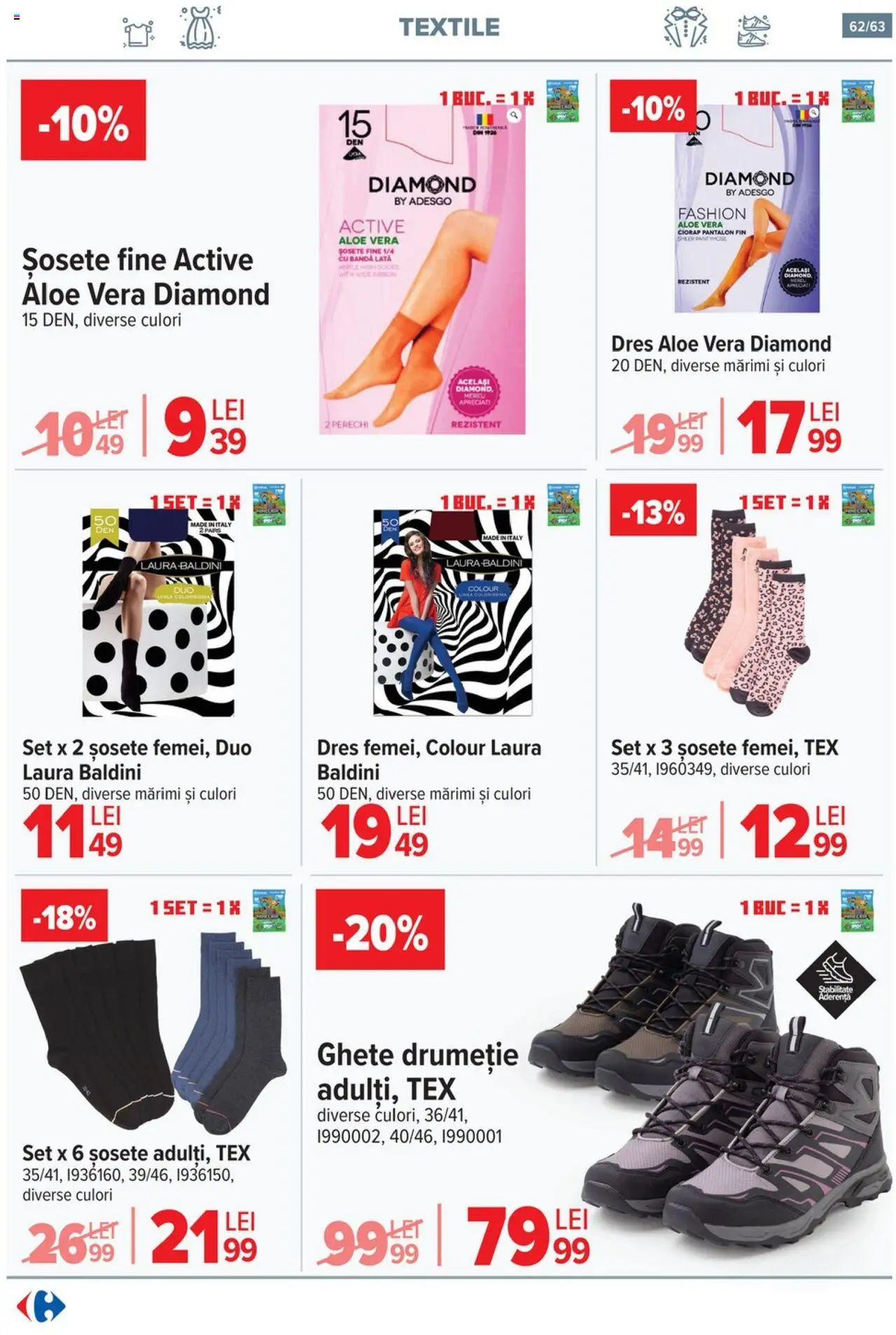 Noul catalog Carrefour – valabil de la 01.10.2025 | Pagină: 63 | Produse: Aloe vera, Șosete, Ghete