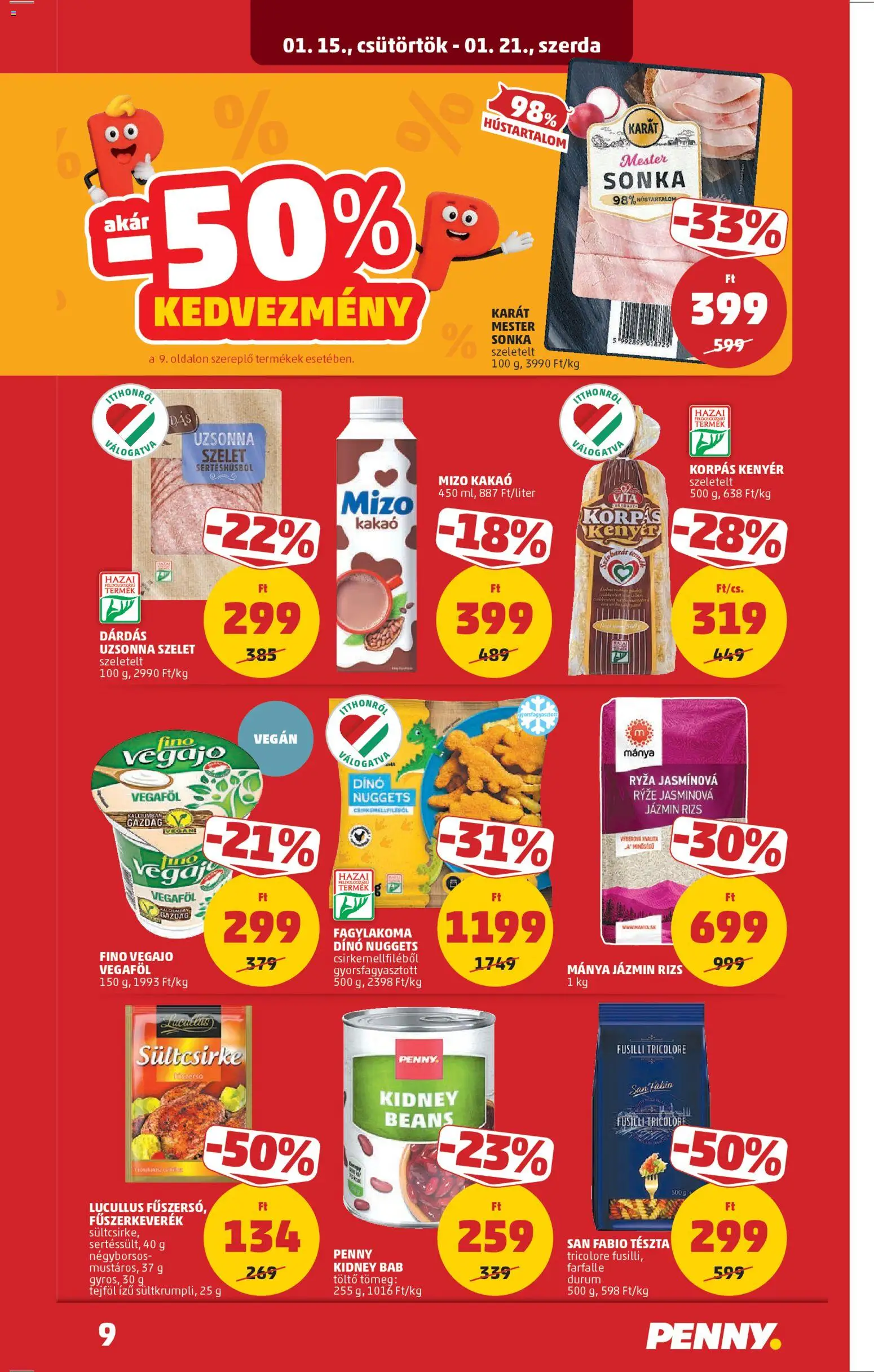 PENNY akciós ujság - amely érvényes a következő dátumtól: 15.01.2026 | Oldal: 13 | Termékek: Farfalle, Töltő, Kenyér, Tejföl