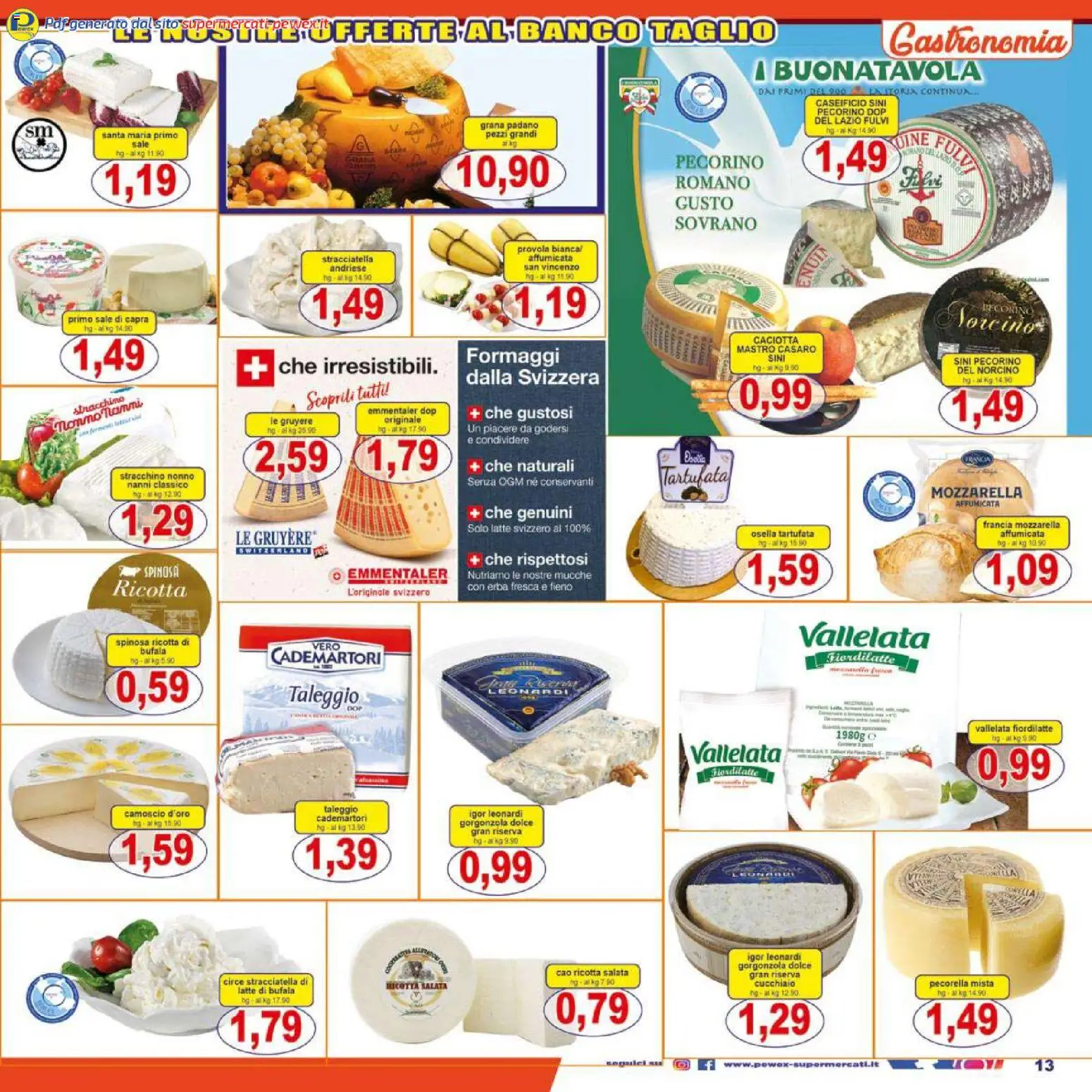Volantino Pewex del 16.12.2025 | Pagina: 13 | Prodotti: Sale, Latte, Grana Padano, Pecorino