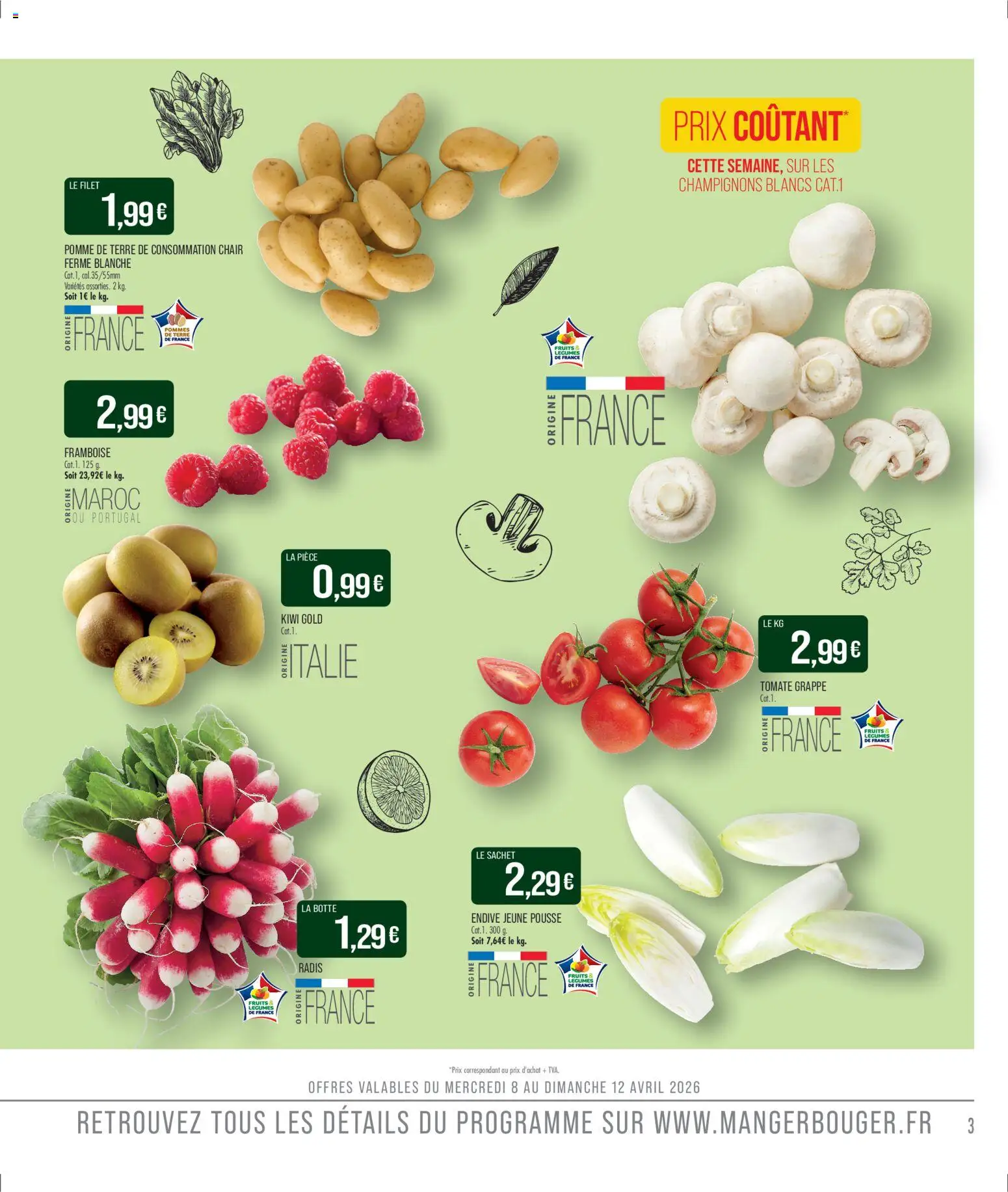 {H1} | Page: 3 | Produits: Pomme, Radis, Endive, Kiwi