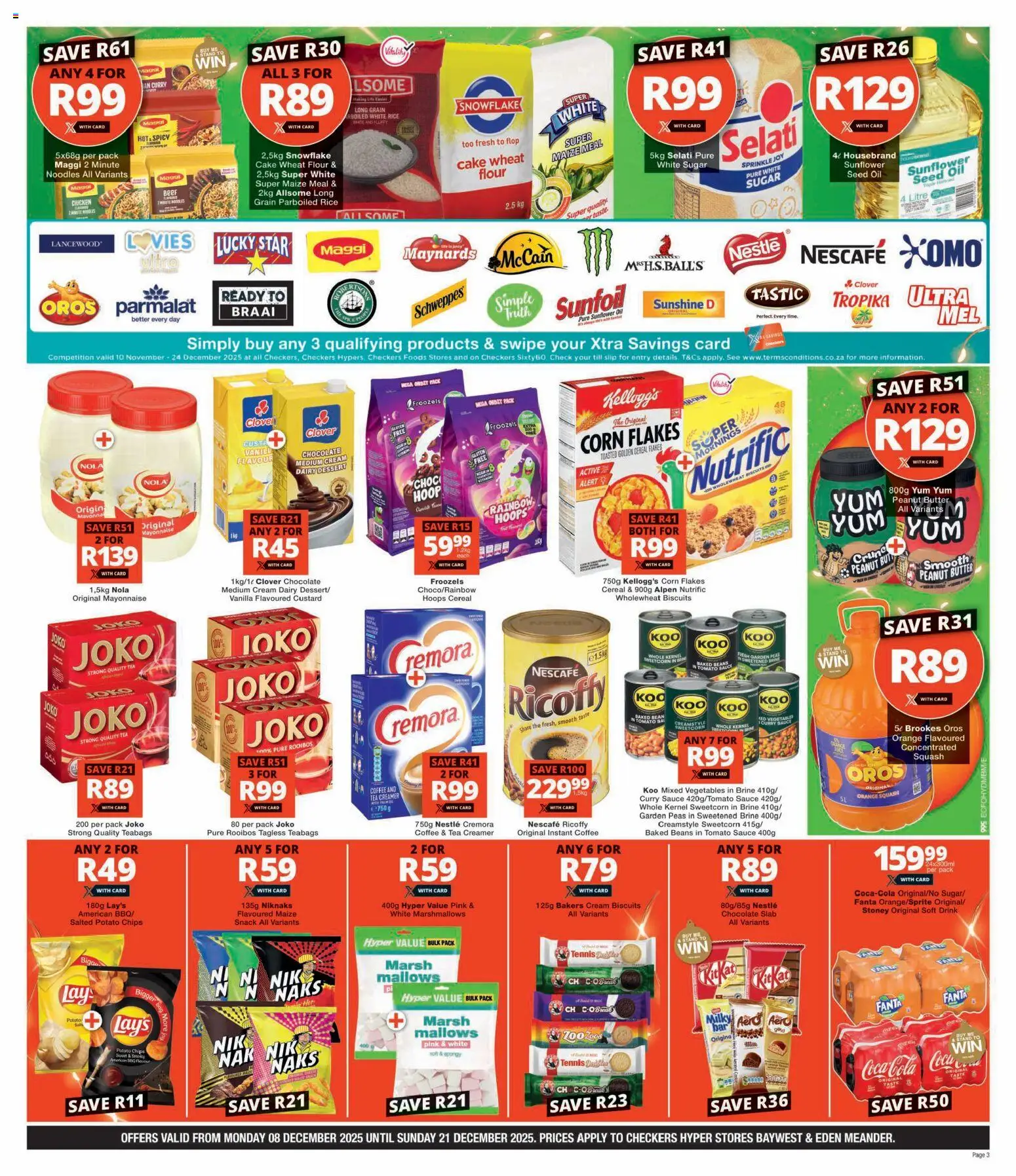 New Checkers catalogue – valid from 08.12.2025 | Page: 3 | Products: Squash, Creamer, Coffee, Chocolate