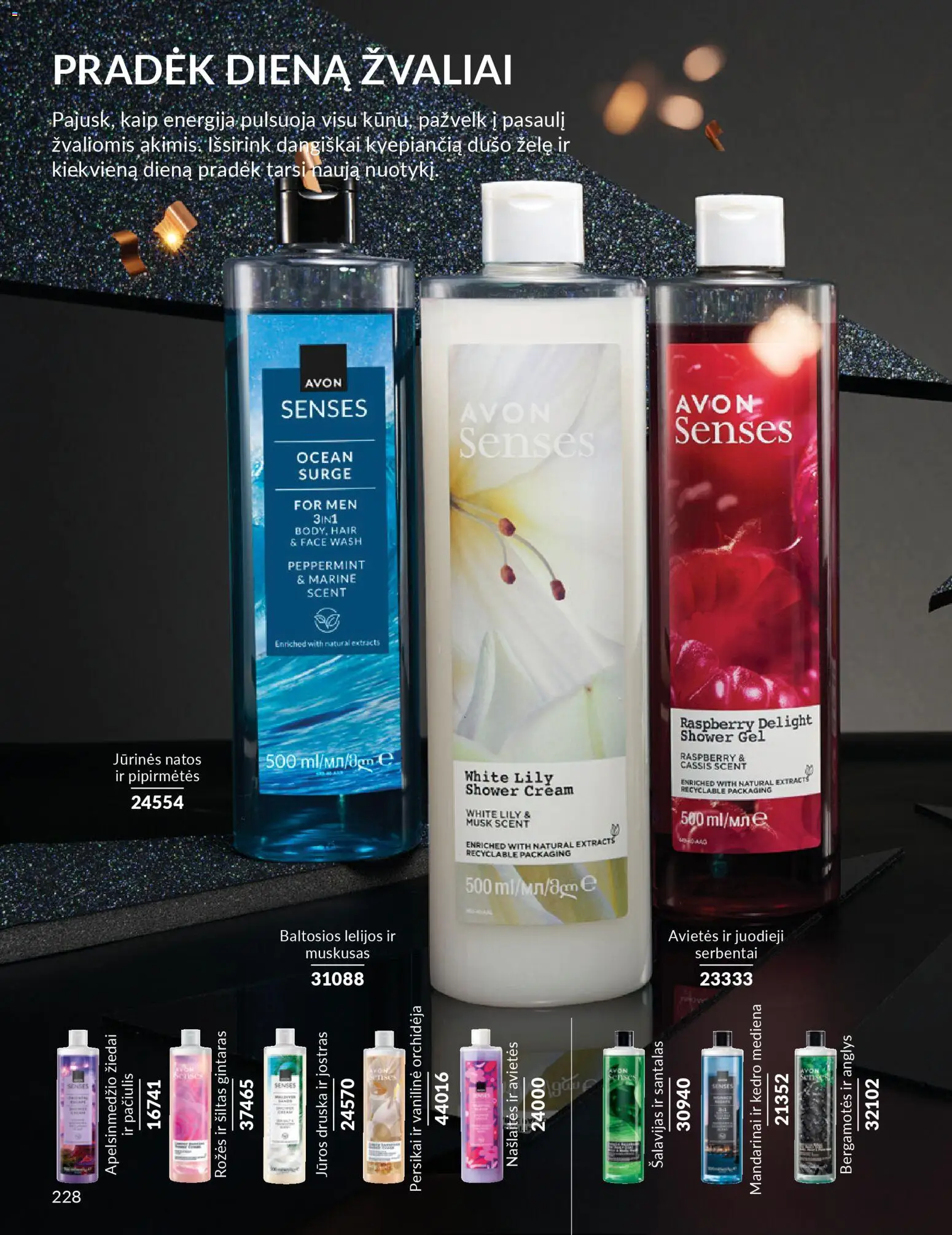 AVON akcijos nuo 01.11.2025 | Puslapis: 228 | Prekių: Dušo želė, Jūros druska, Druska, Mandarinai