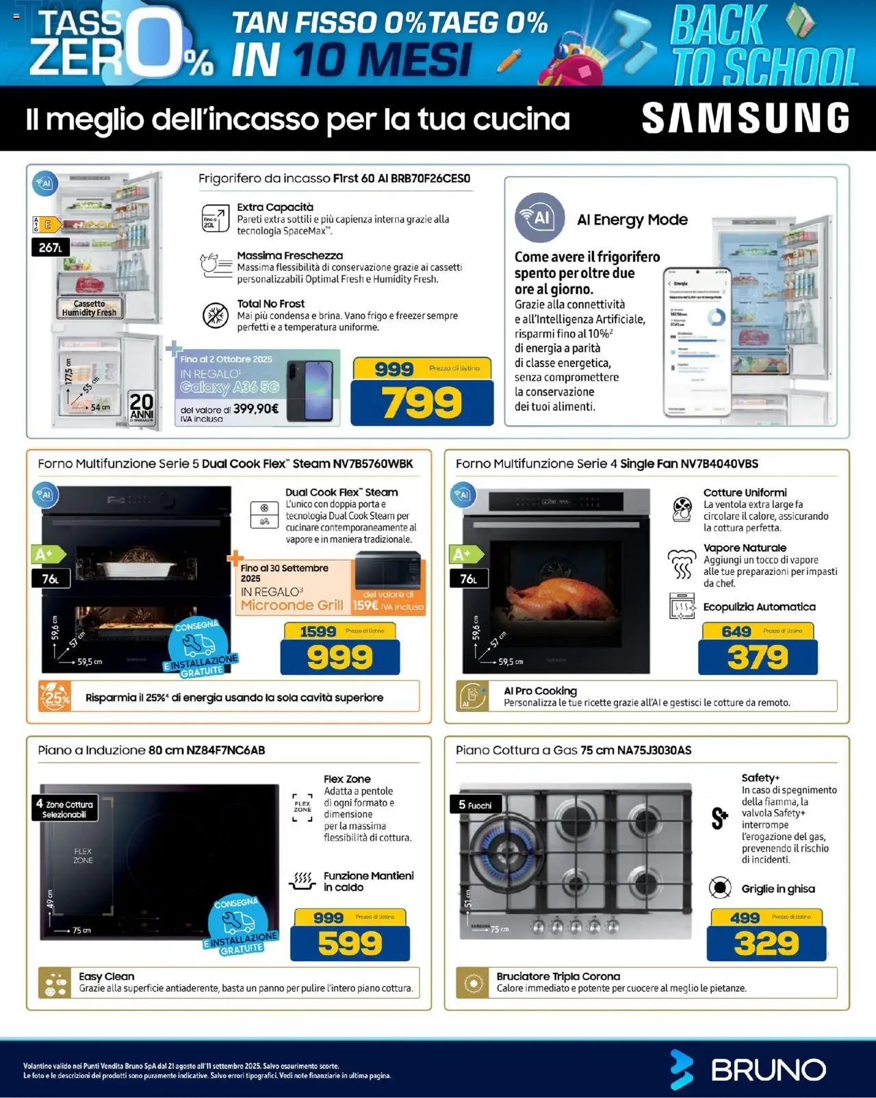 Volantino BRUNO del 21.08.2025 | Pagina: 57 | Prodotti: Microonde, Freezer, Frigorifero, Samsung