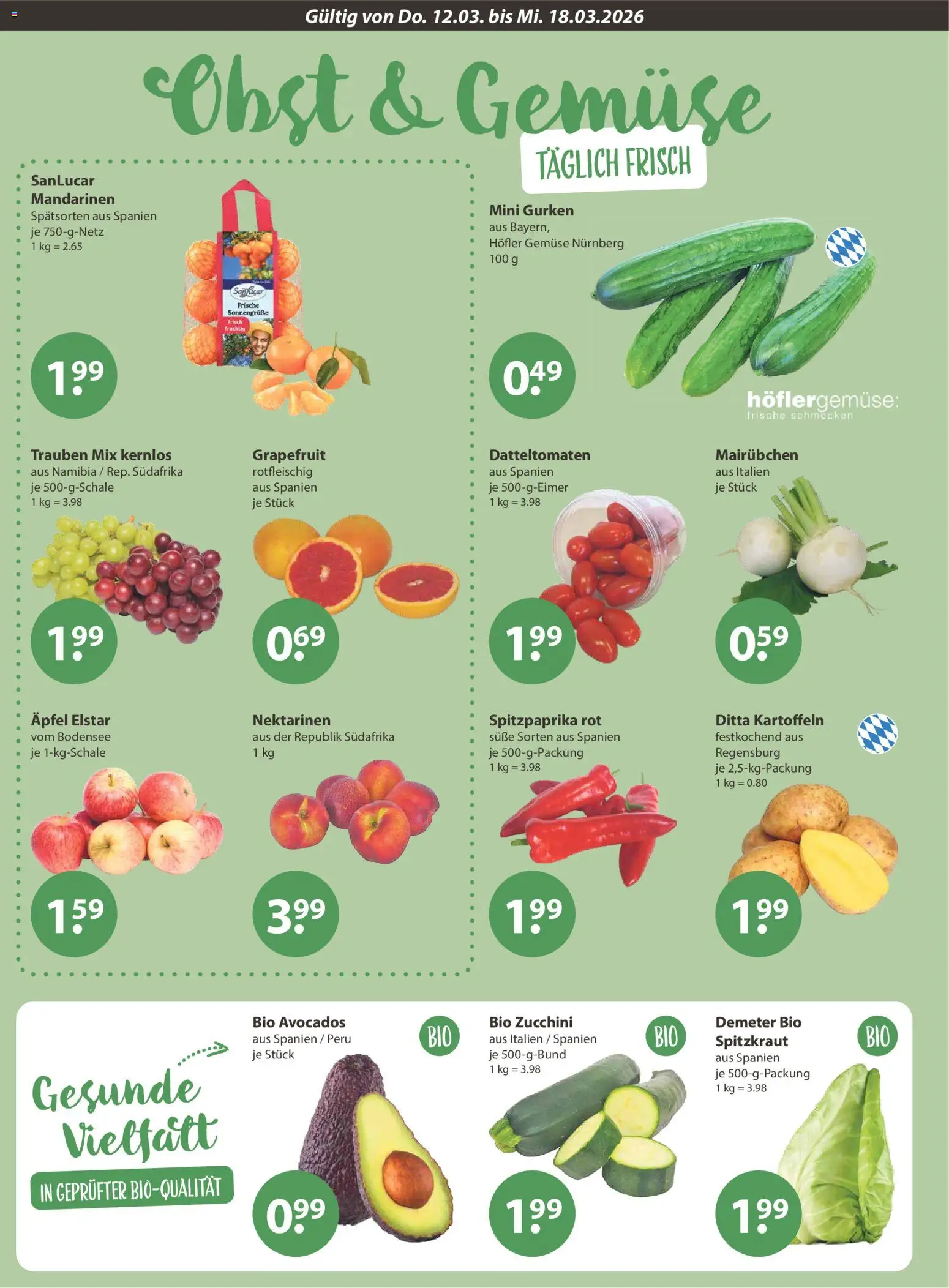 V-Markt - München – gültig ab 12.03.2026 | Seite: 4 | Produkte: Nektarinen, Grapefruit, Zucchini, Gurken