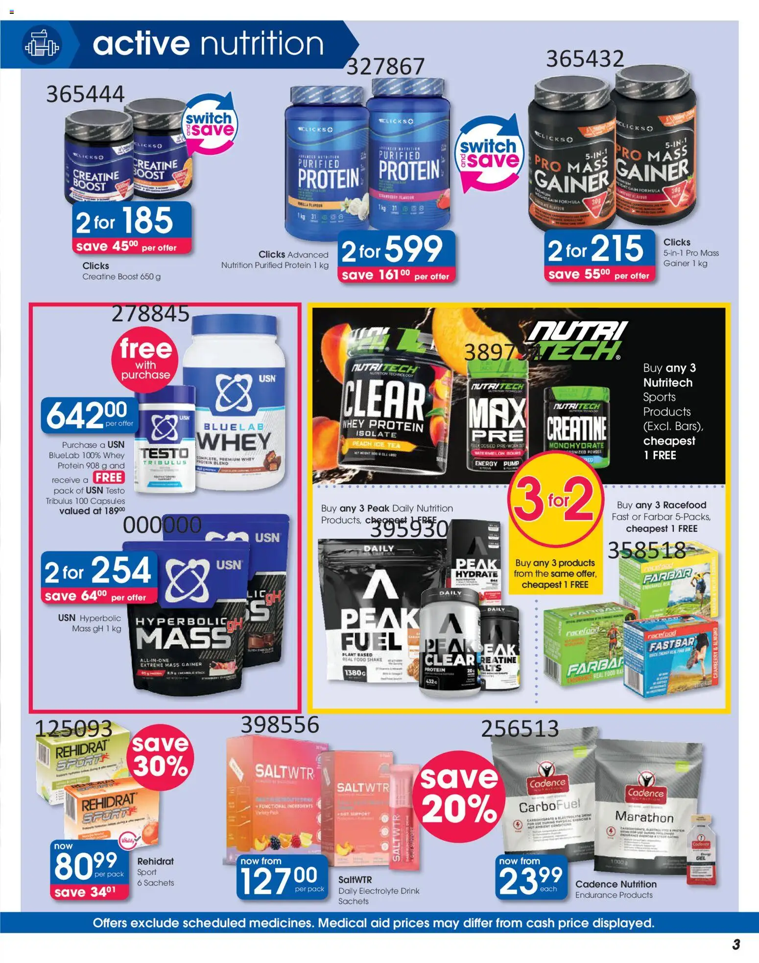 New Clicks catalogue – valid from 25.02.2026 | Page: 3 | Products: Detergente líquido, Powder, Tea, Peach