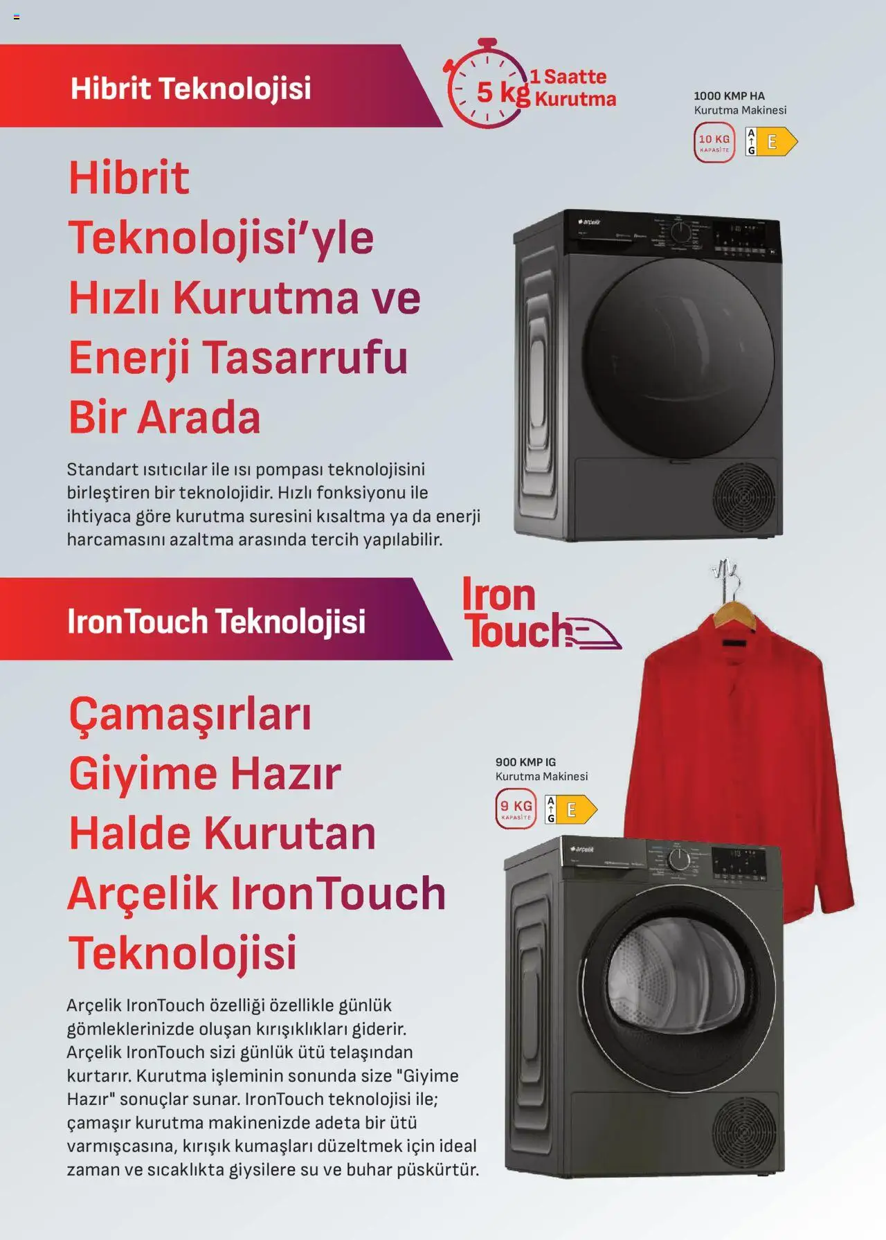 Arçelik Katalog - 01.10.2025 tarihinden itibaren geçerlidir | Sayfa: 22 | Ürünler: Kurutma makinesi, Su, Ütü
