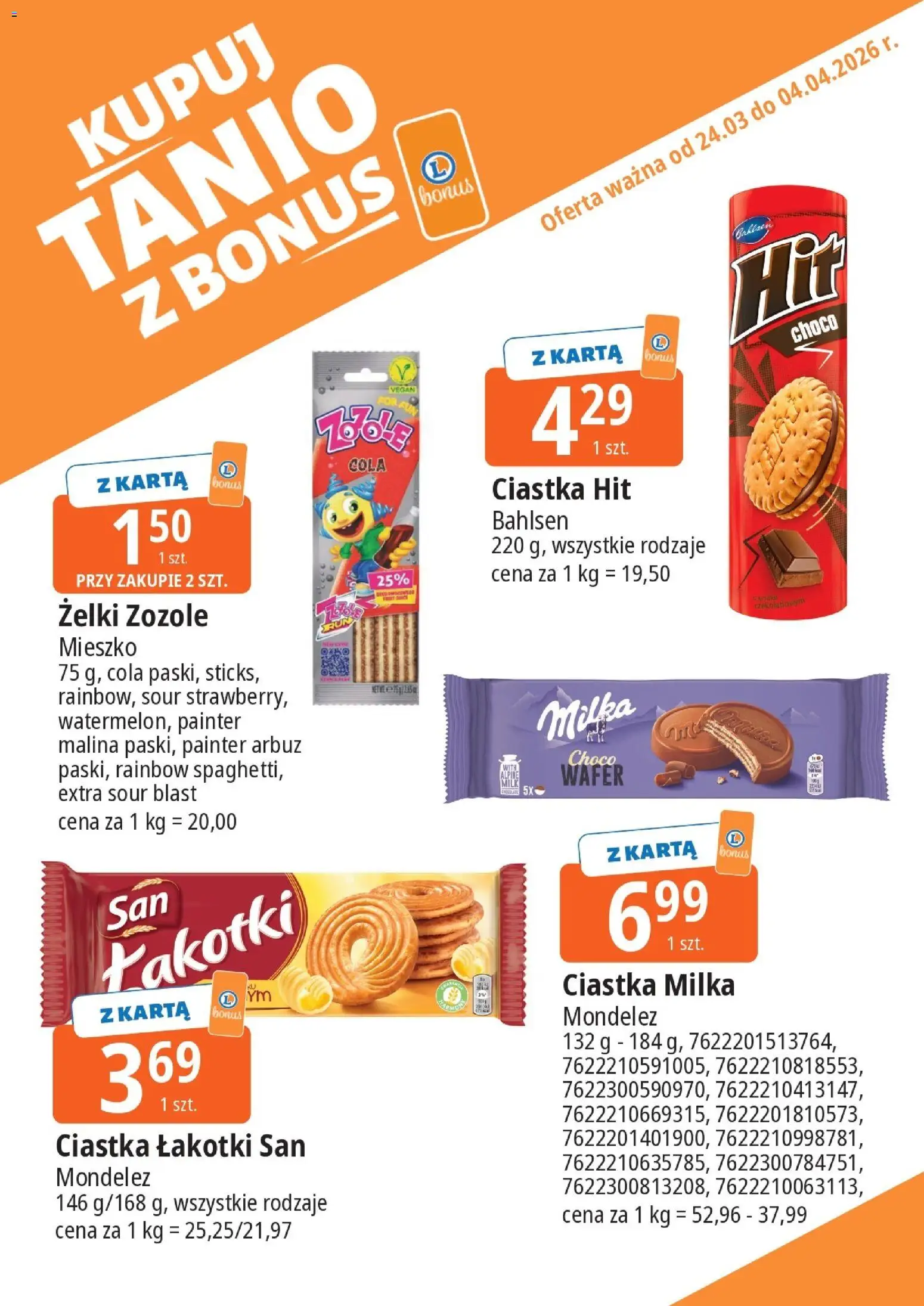 E.Leclerc gazetka - Radom kupony dodatkowe od 24.03.2026 | Strona: 15 | Produkty: Karta, Arbuz, Milka, Ciastka
