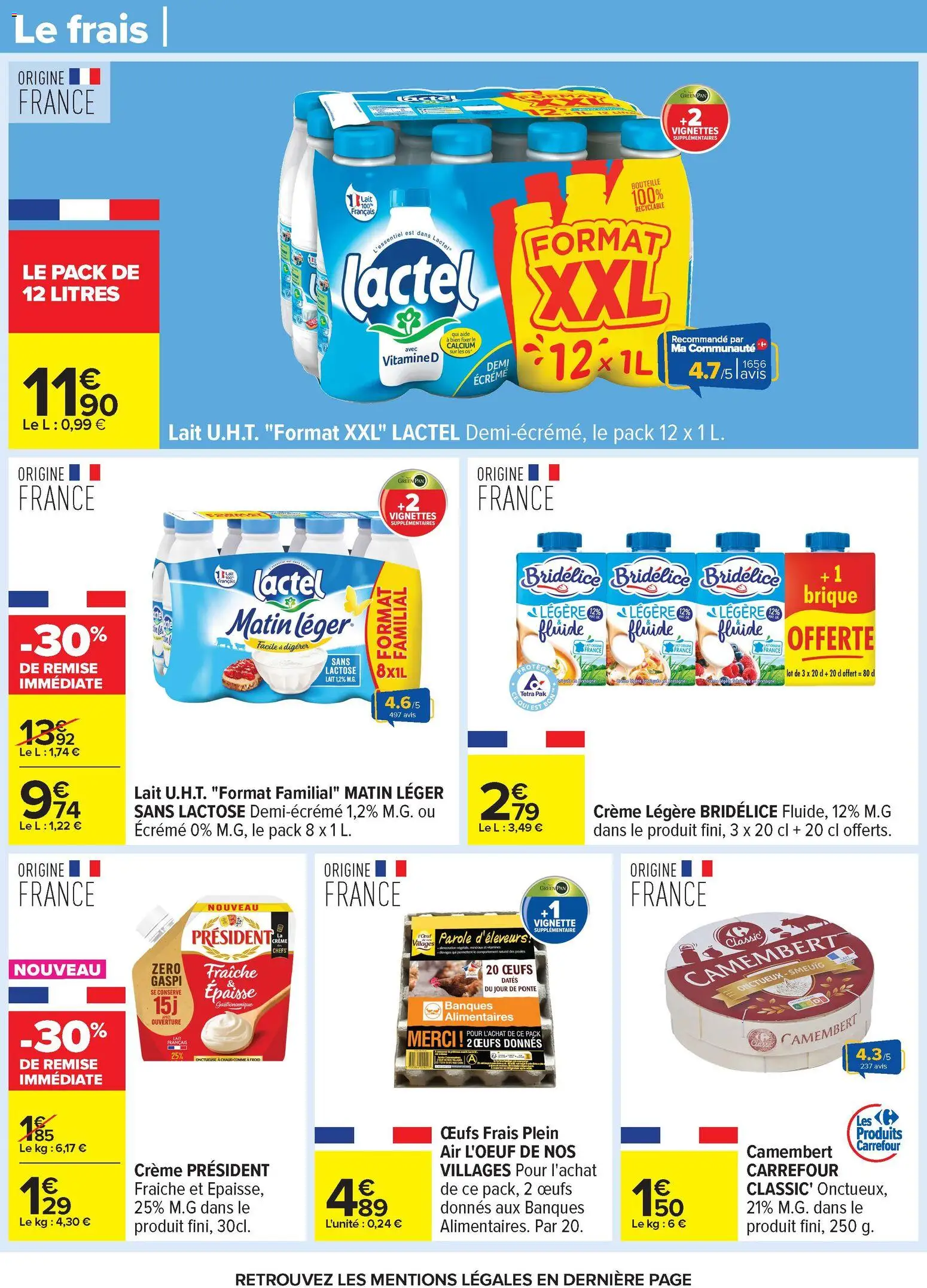 {H1} | Page: 44 | Produits: Lait, Œufs, Camembert, Crème