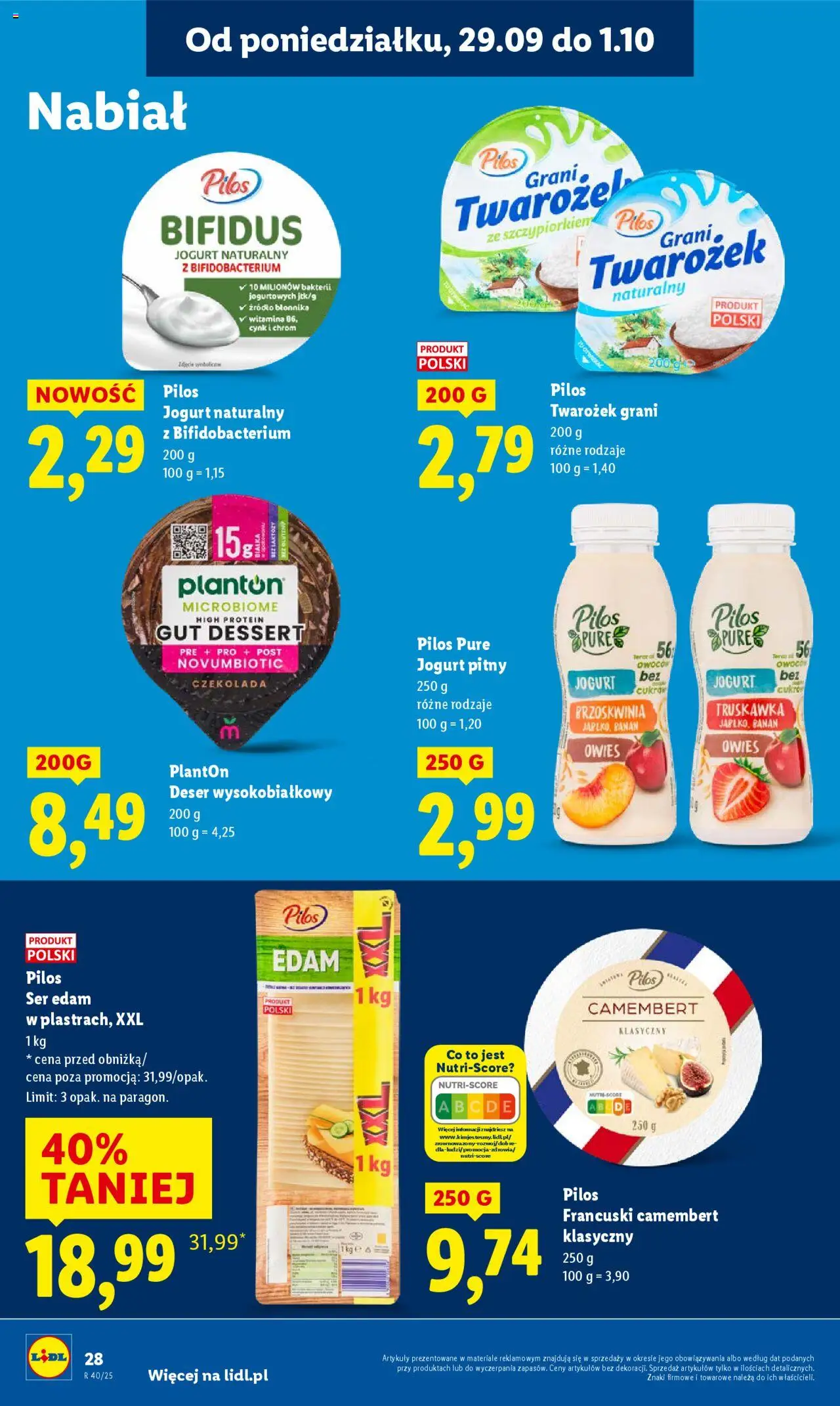 Lidl Gazetka od 29.09.2025 | Strona: 30 | Produkty: Jogurt naturalny, Jogurt, Czekolada, Twarożek