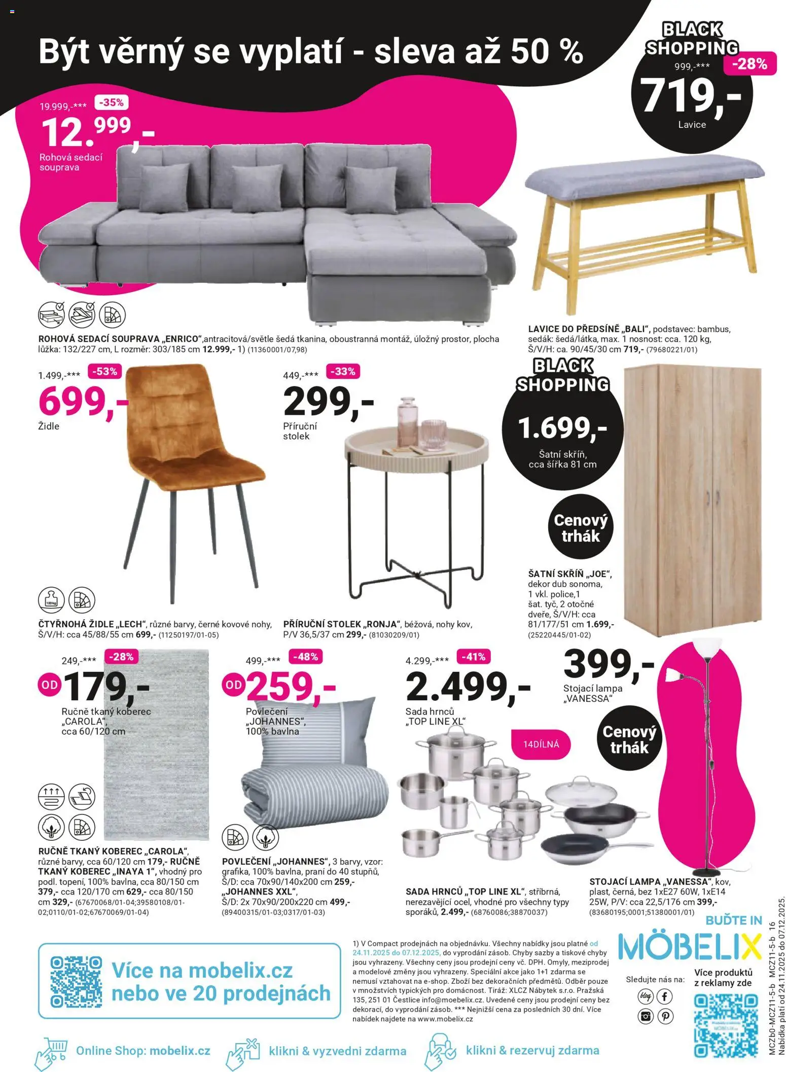 Möbelix Black Friday od 24.11.2025 | Strana: 16 | Produkty: Povlečení, Stolek, Židle, Lavice
