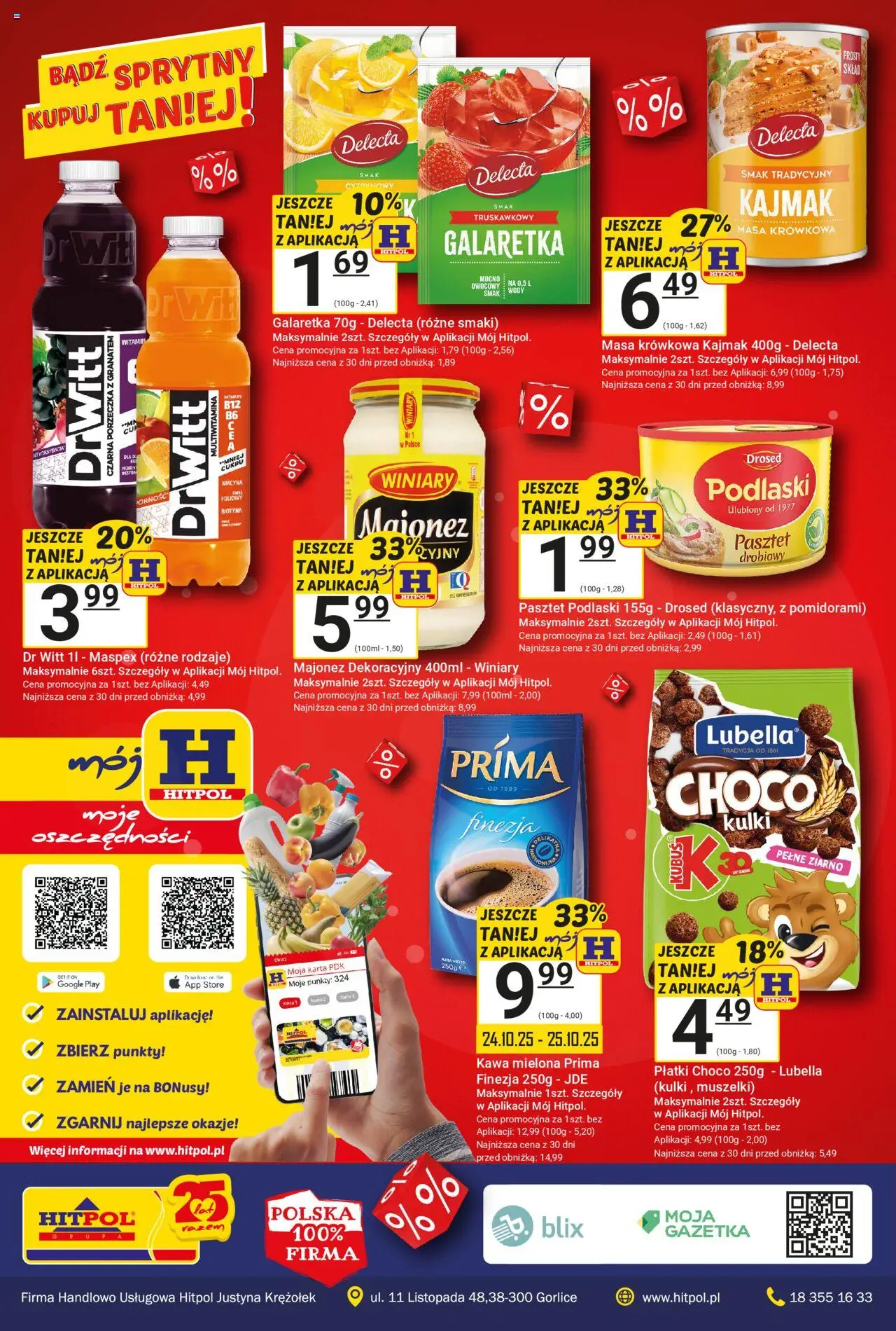 Hitpol Gazetka od 24.10.2025 | Strona: 8 | Produkty: Kawa mielona Prima, Kajmak, Płatki, Majonez