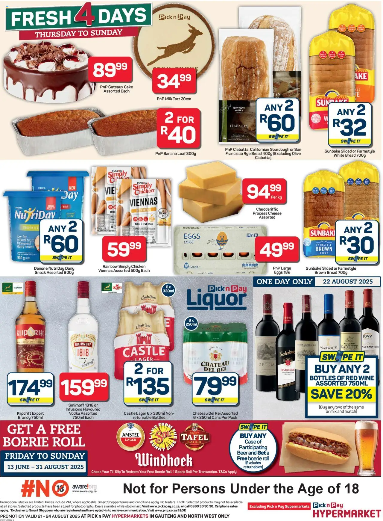 Pick n Pay Inland provinces - Fresh Specials │ valid from 21.08.2025 | Page: 2 | Products: Case, Bread, Beer, Chicken