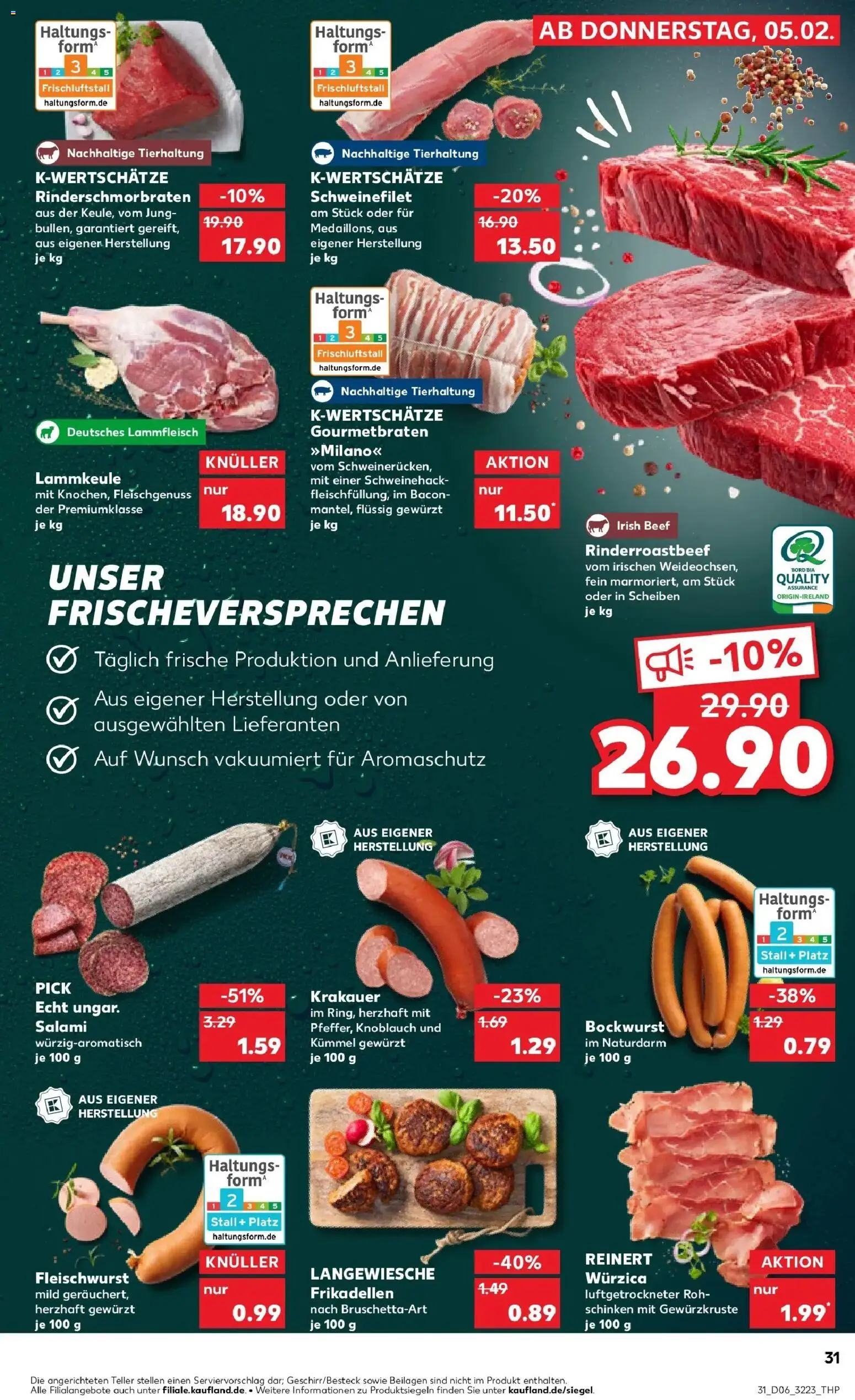 Kaufland prospekt Wesel	 – gültig ab 09.02.2026 | Seite: 31 | Produkte: Lammkeule, Schweinefilet, Salami, Schinken