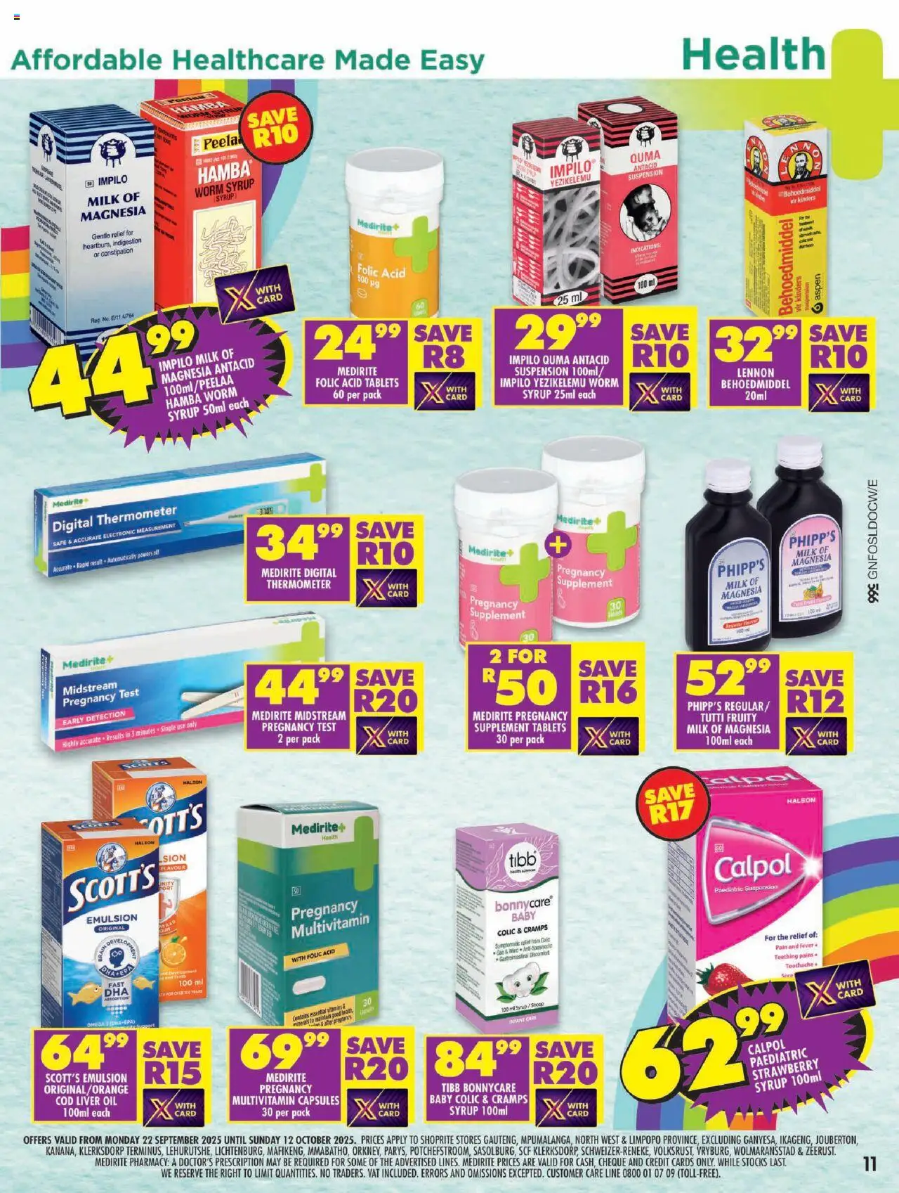 New Shoprite catalogue – valid from 22.09.2025 | Page: 11 | Products: Drone, Vitamins, Milk, Oil