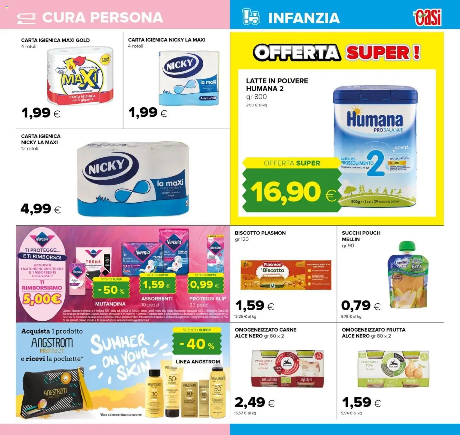 Volantino Oasi del 07.04.2026 | Pagina: 19 | Prodotti: Crema, Carta igienica, Proteggi slip, Biberon