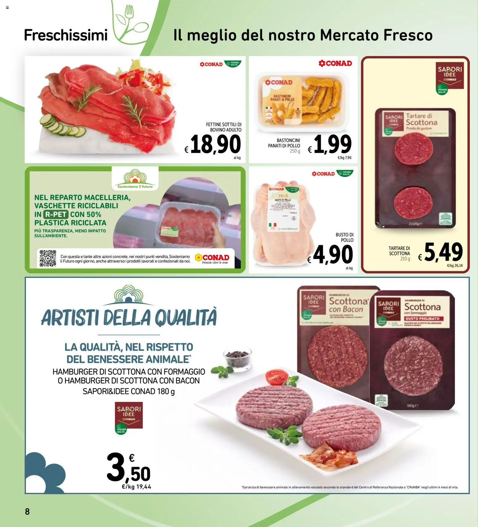 Volantino Spazio Conad del 07.01.2026 | Pagina: 8 | Prodotti: Bovino, Pollo, Formaggio, Hamburger