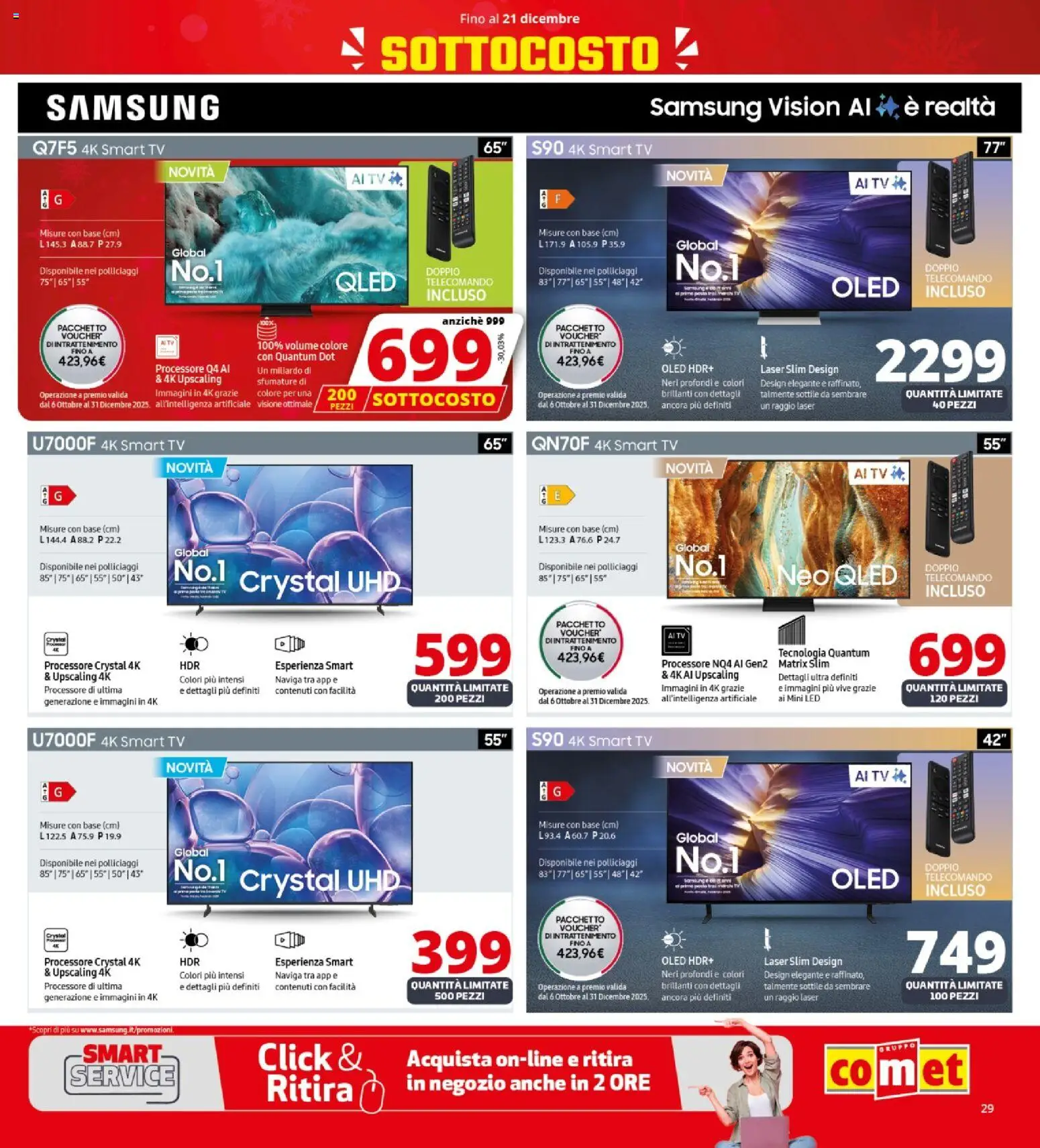Volantino Comet del 12.12.2025 | Pagina: 29 | Prodotti: Telecomando, smart TV, TV, Samsung