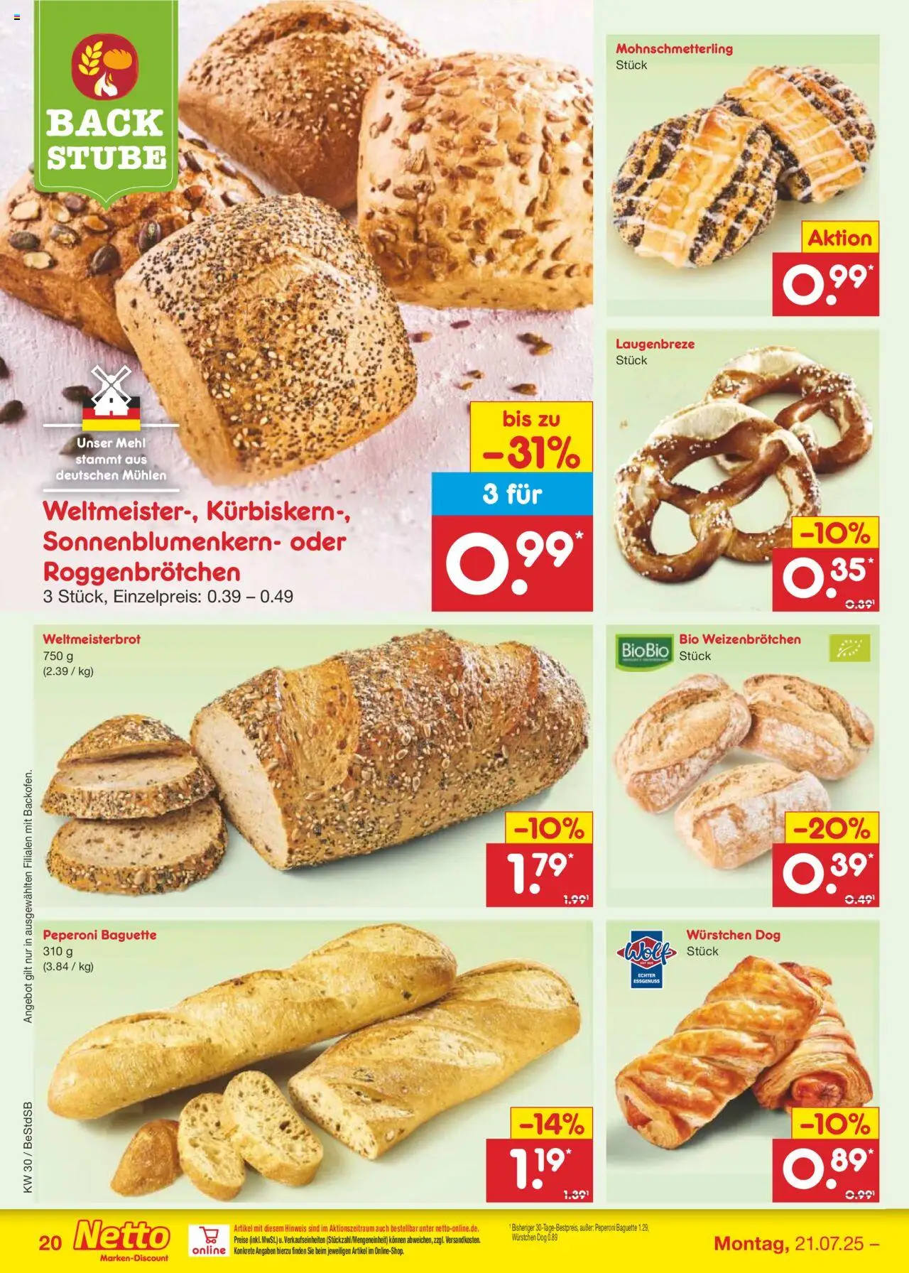 Netto Marken-Discount Prospekt 	 - gültig ab dem 21.07.2025 | Seite: 34 | Produkte: Mehl, Baguette