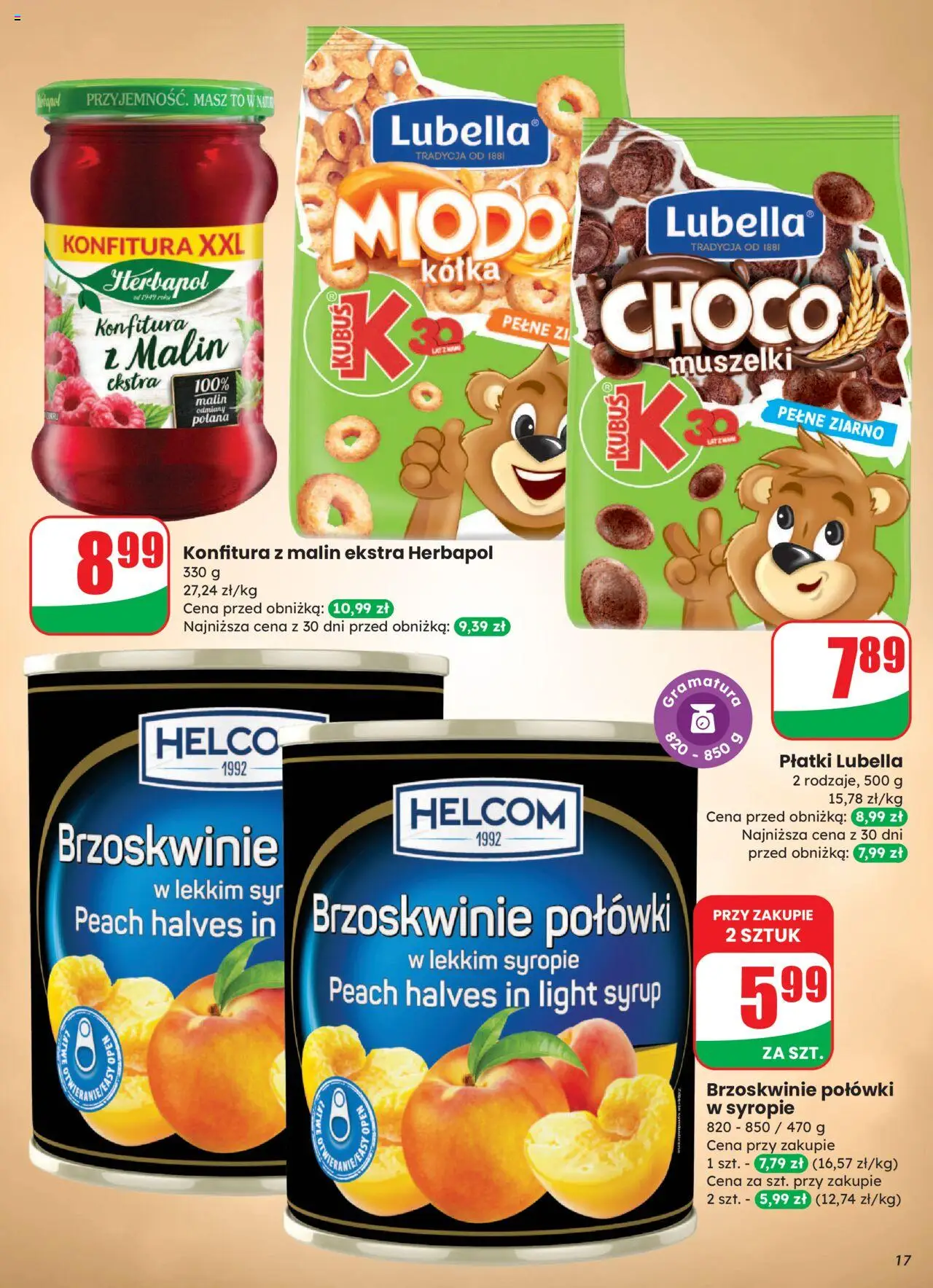 Dino Gazetka od 27.08.2025 | Strona: 17 | Produkty: Brzoskwinie, Płatki