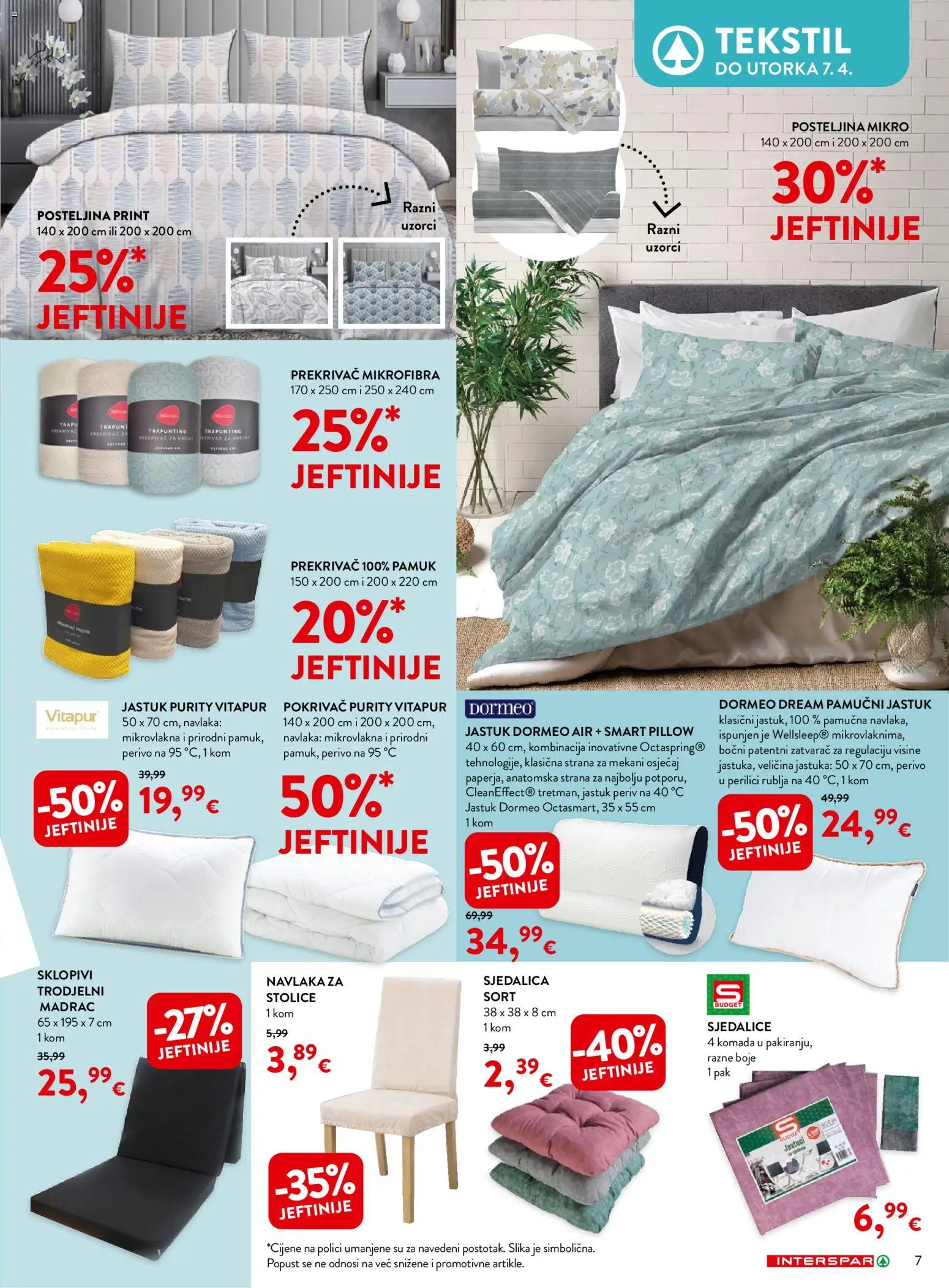 Interspar katalog | vrijedi od 04.03.2026 | Stranica: 7 | Proizvodi: Krevet, Jastuk, Pokrivač, Posteljina