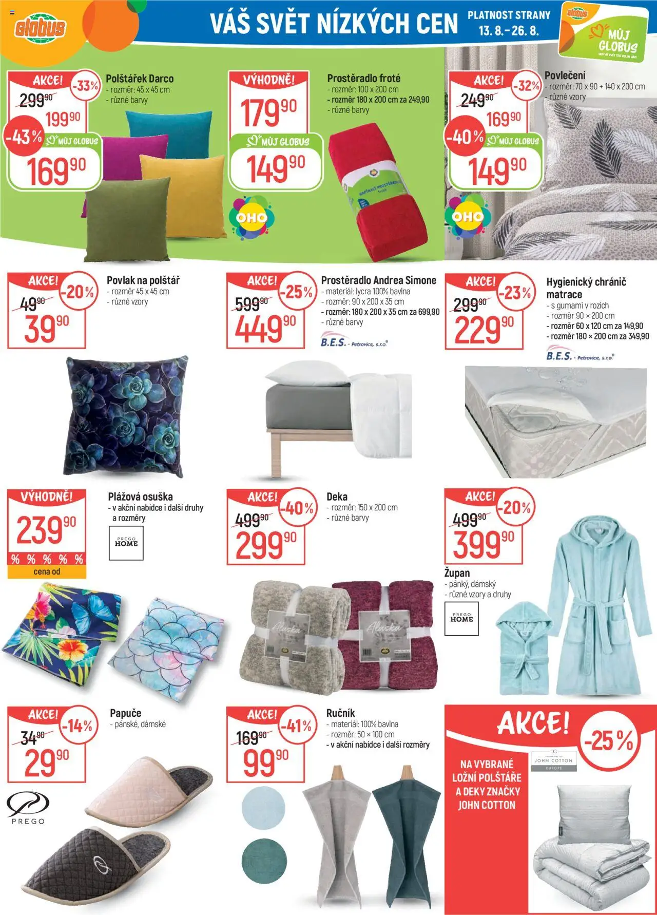 Globus leták - Opava od 13.08.2025 | Strana: 38 | Produkty: Ručník, Globus, Povlak na polštář, Barvy
