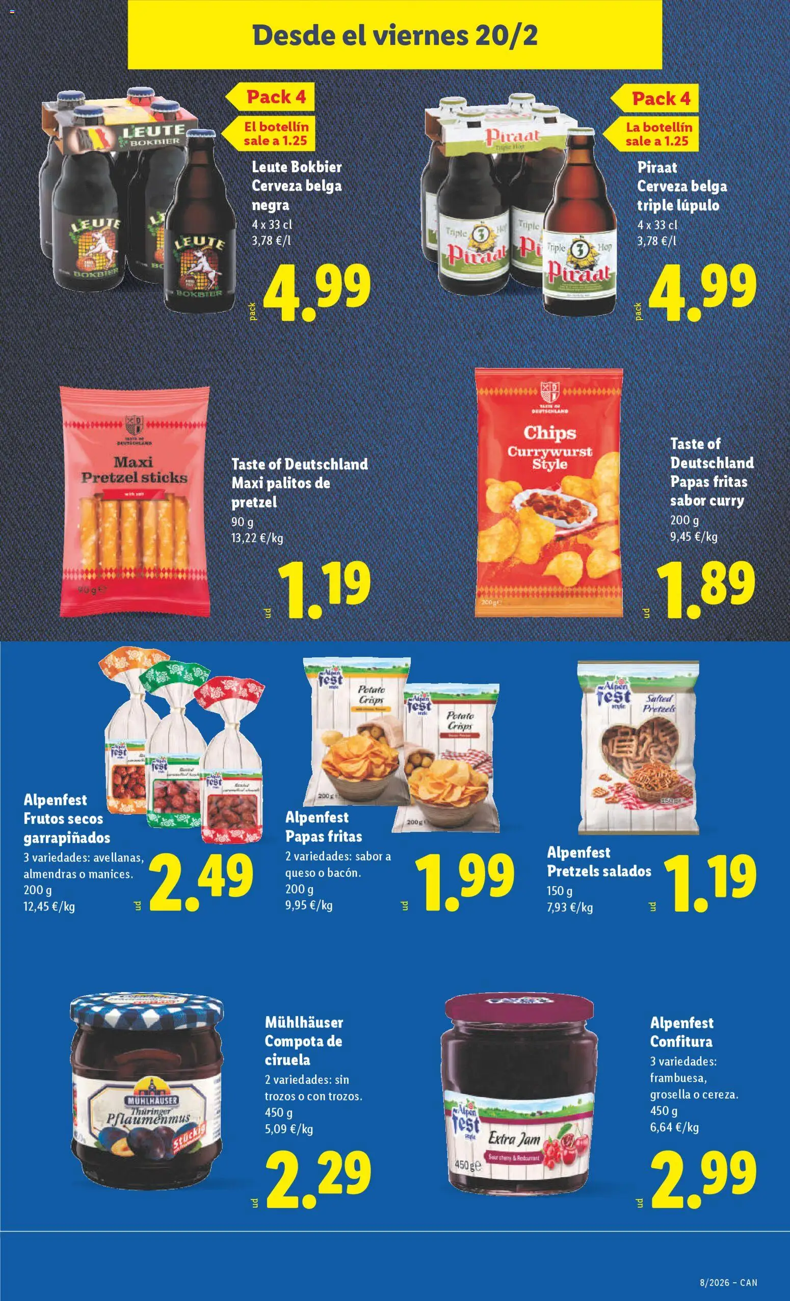 Lidl - Canarias  │ válido desde el 16.02.2026 | Página: 49 | Productos: Queso, Cerveza, Papas fritas, Frutos secos