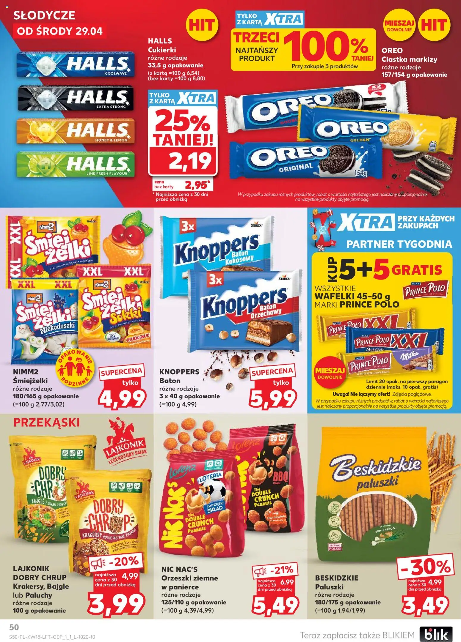 Kaufland Polsko leták od 29.04.2026 | Strana: 50 | Produkty: Milka, Knoppers, Karty, Oreo