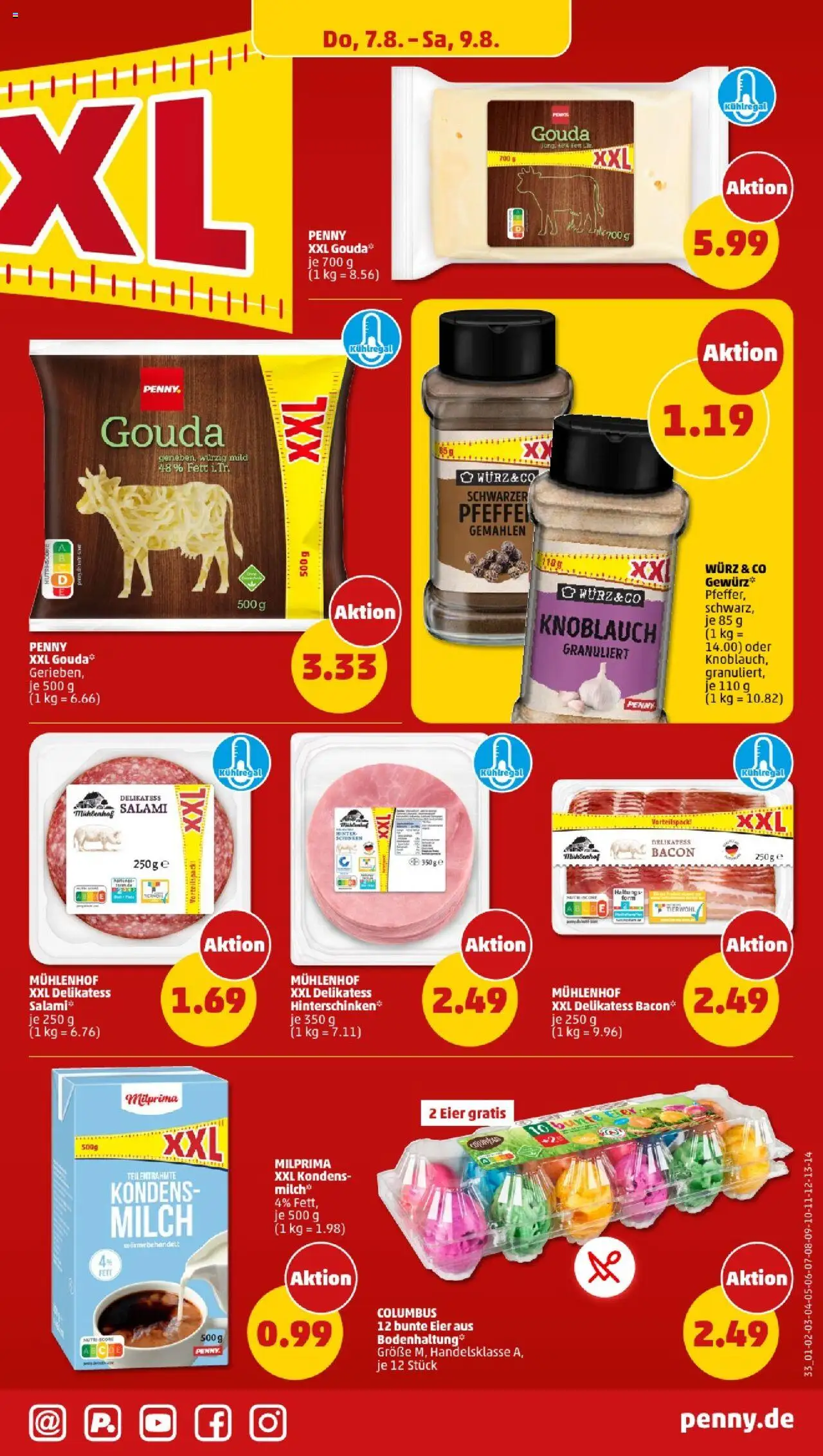 Penny - Bayern - gültig ab dem 04.08.2025 | Seite: 33 | Produkte: Gouda, Pfeffer, Knoblauch, Salami
