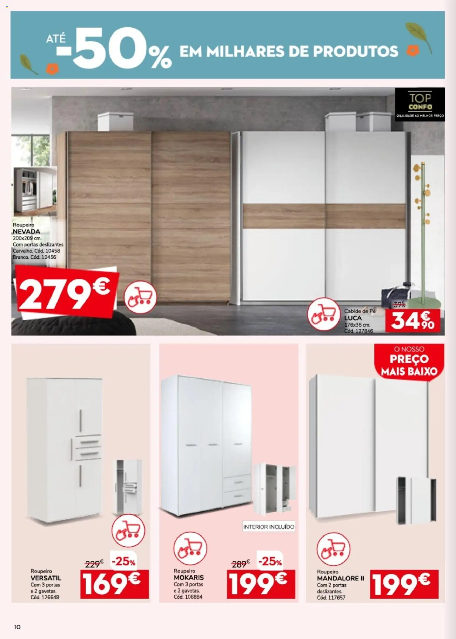 Conforama folheto │ válido de 26.03.2026 | Página: 10 | Produtos: Roupeiro, Portas, Cabide