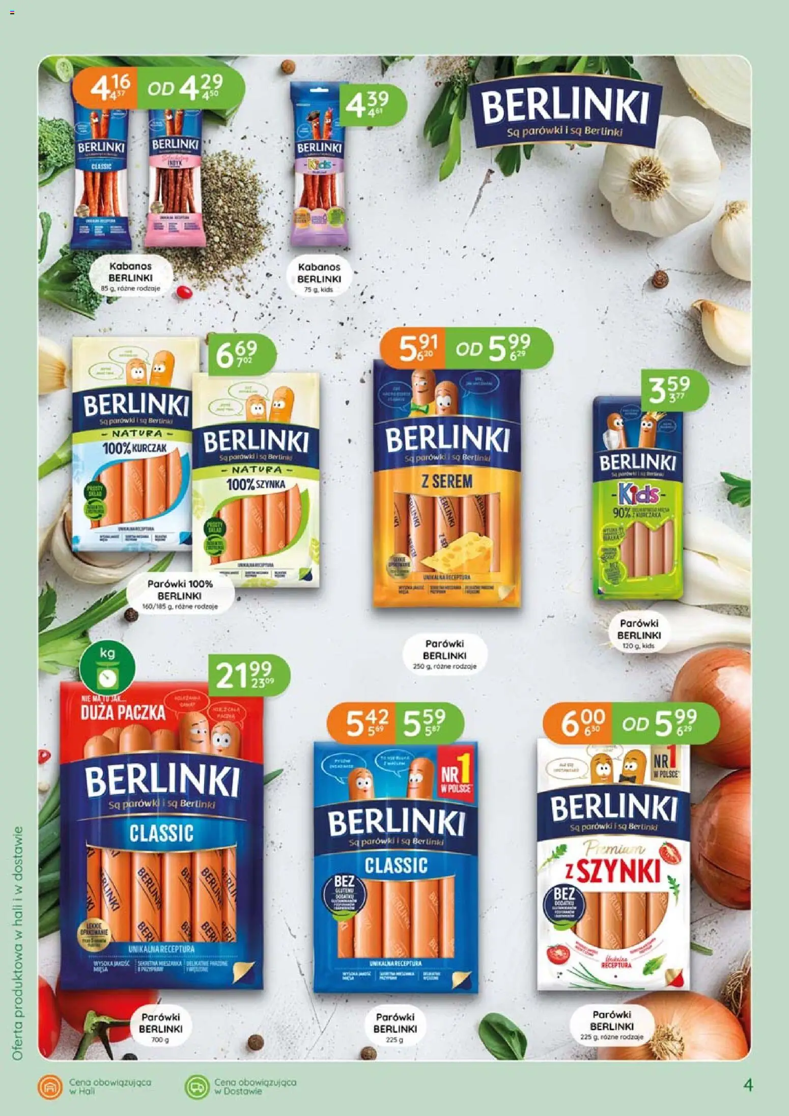 Eurocash gazetka - Katalog Wędlin od 02.04.2026 | Strona: 4 | Produkty: Parówki berlinki, Kurczak, Parówki, Szynka