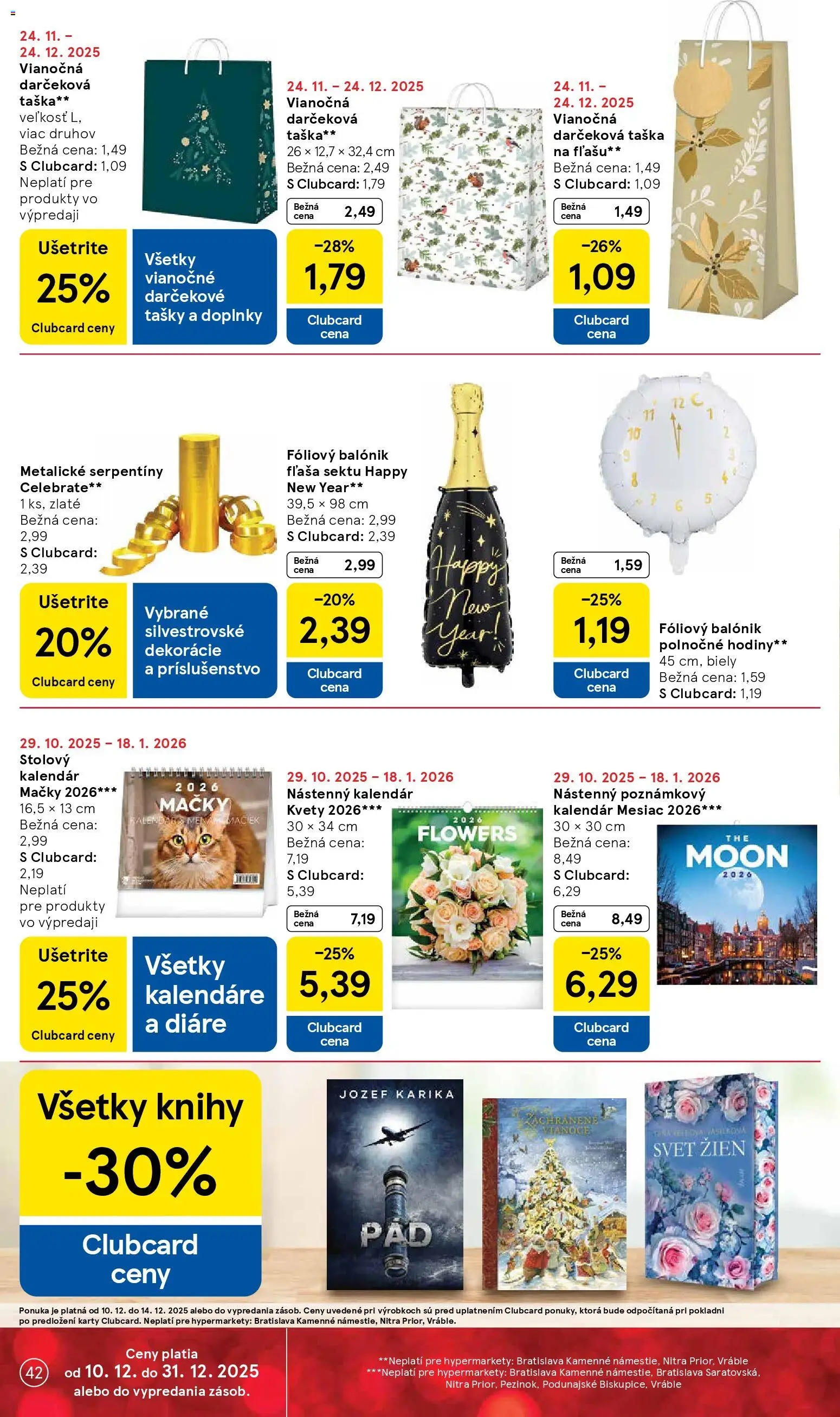 Nové Tesco akcie – leták je platný od 08.12.2025 | Strana: 42 | Produkty: Hodiny, Kniha, Taška